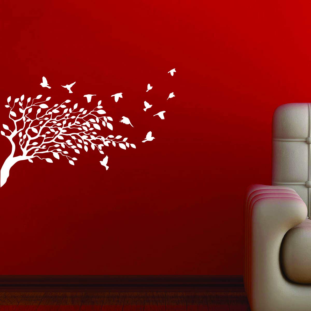 Decor Villa PVC Vinyl Bird Wall Sticker, 63 x 50 cm, White.