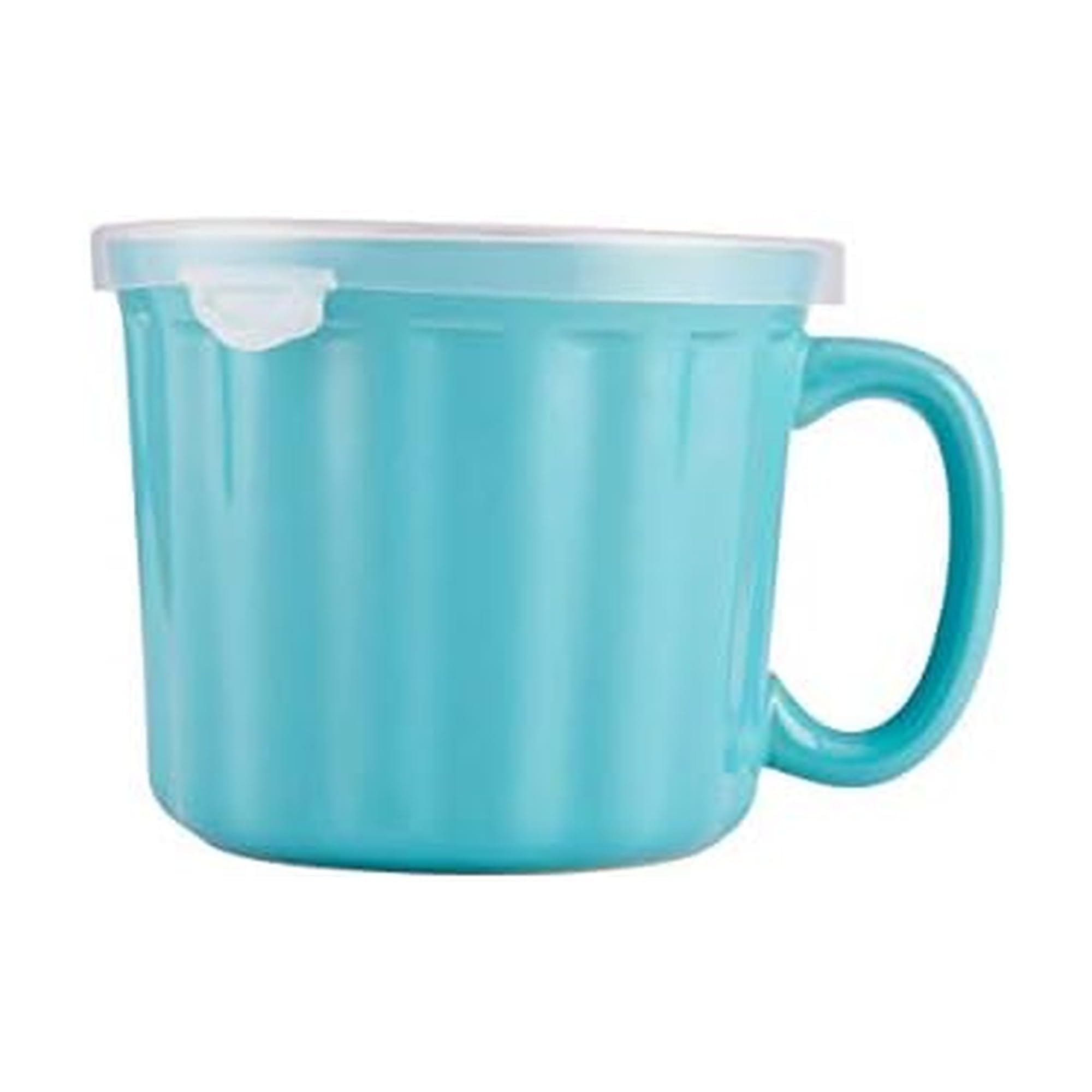 Farberware 16 oz Ceramic Soup Mug with Lid, Teal - Oven to Table Stoneware Cup for Soup, Oatmeal, and Hot Beverages, Microwave S
