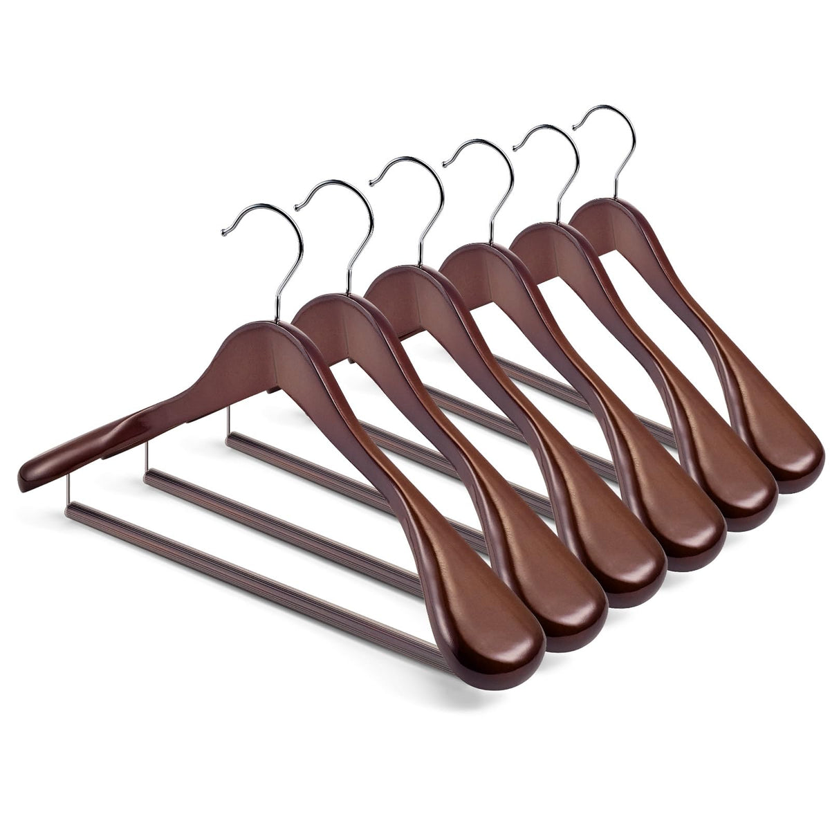 House Day Wide Shoulder Wooden Hangers, Wood Suit Hangers With Non Slip Pant Holder, Heavy Duty Coat Hangers For Closet, Wooden