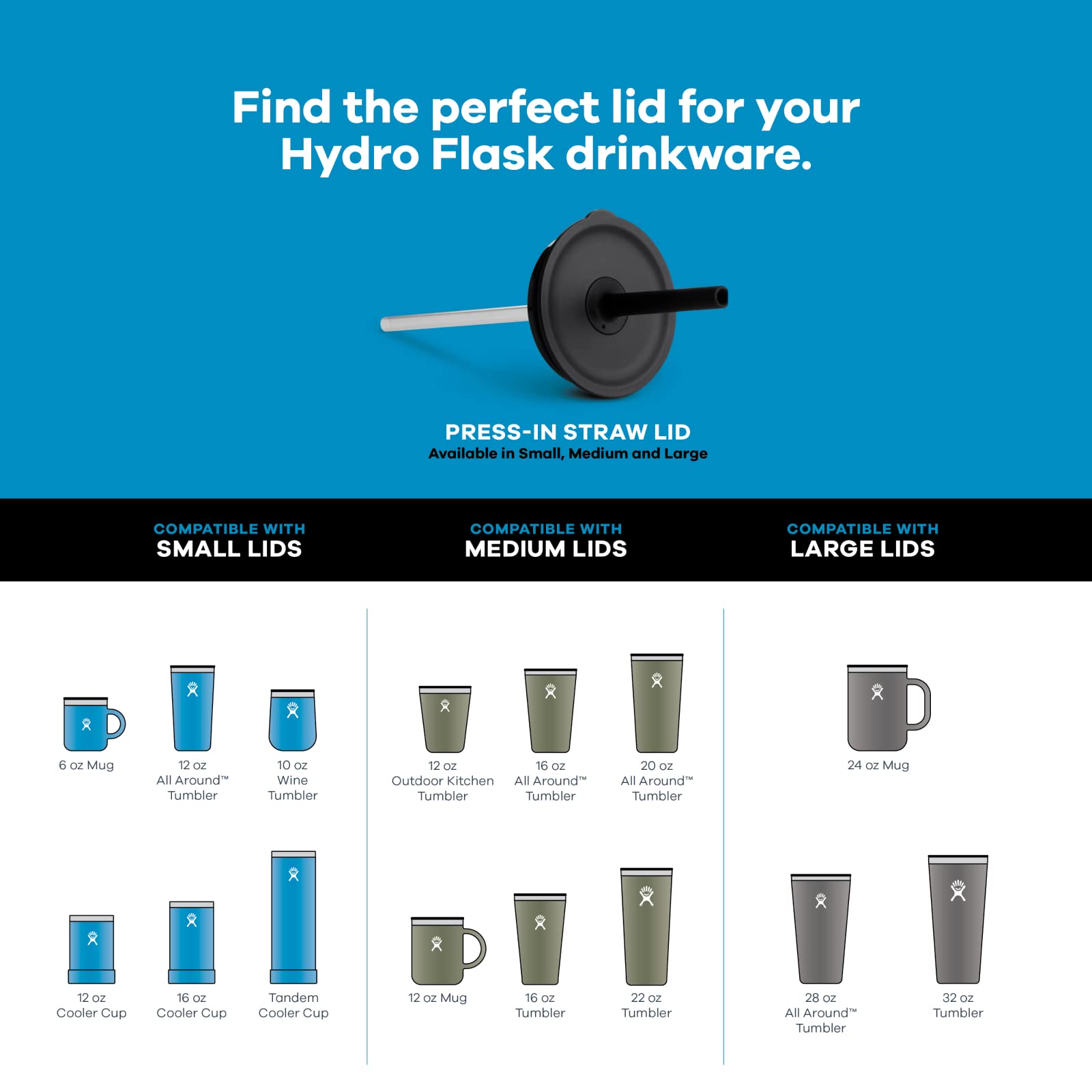 Hydro Flask Press-In Lids Various - Tumbler And Coffee Mug Accessory Large