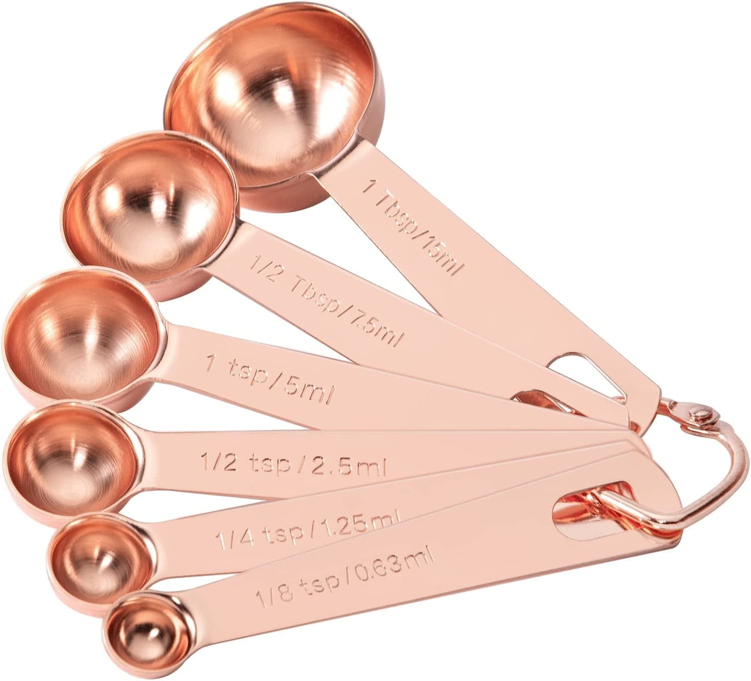 Tablespoons Teaspoons Measure Spoon Set Of 6, Copper Plated Metal Measuring Spoons For Measuring Dry Or Liquid Ingredients Spice
