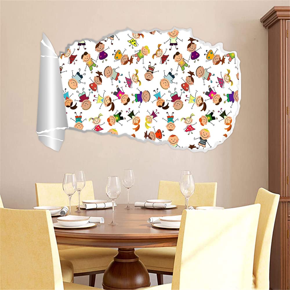 Gadgets Wrap Printed Wall Decal Sticker Scratched Book Roll Paper Style Decal (95Cm X 58Cm) - Little Girl Boy