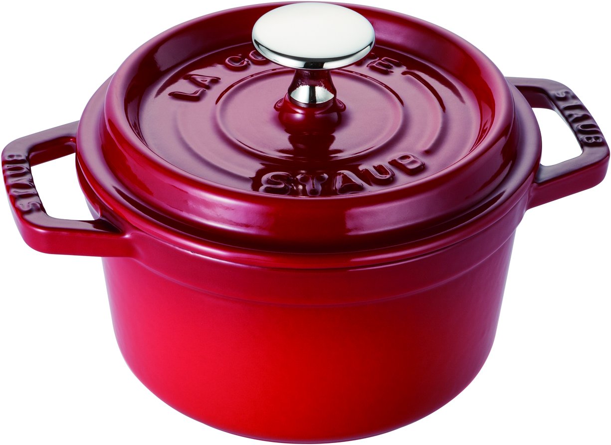staub La Cocotte Round 40510250 Pico Cocotte Round Cherry, 5.5 inches (14 cm), Small, Both Handed Casting, Enameled Pot, Induct