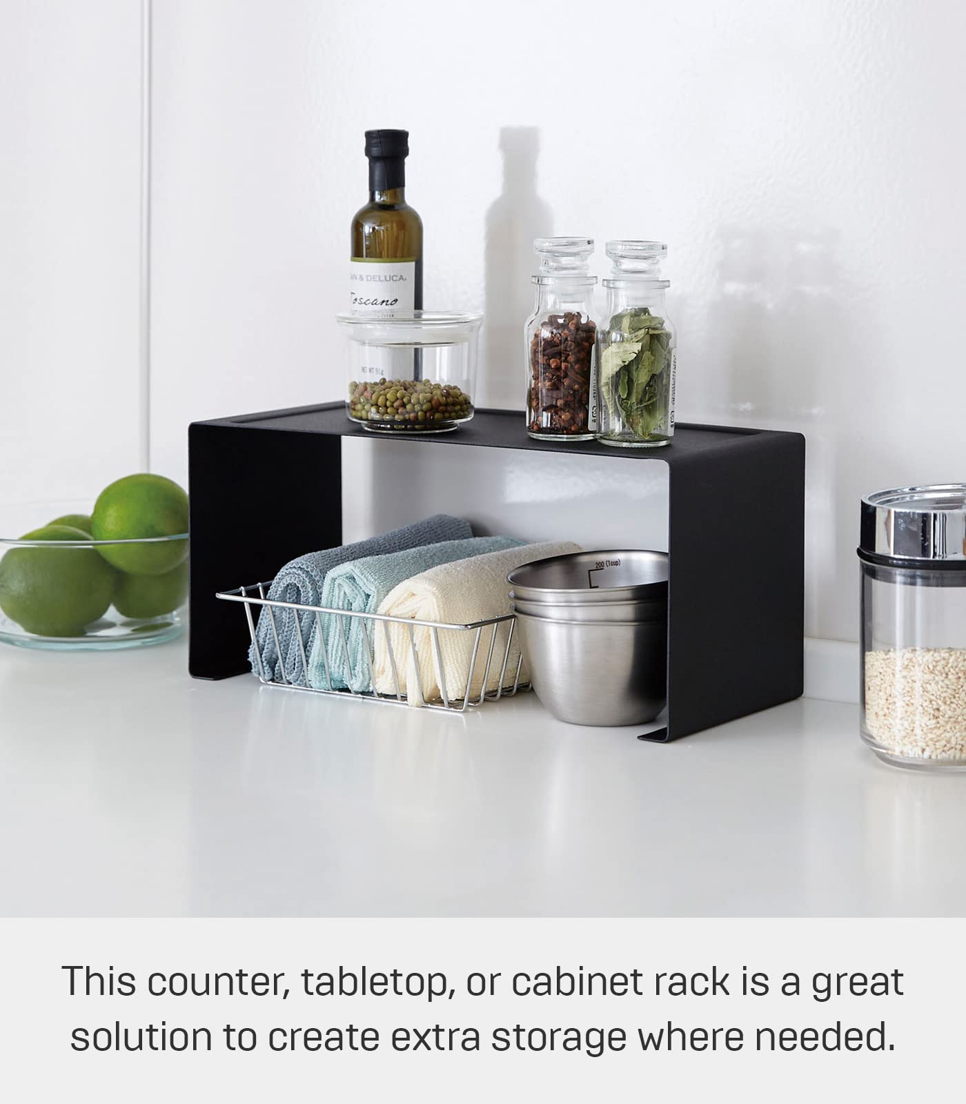 Yamazaki Home Tower Stackable Kitchen Rack - Storage Organizer Counter Shelf - Small - Steel - Stack Up To Two