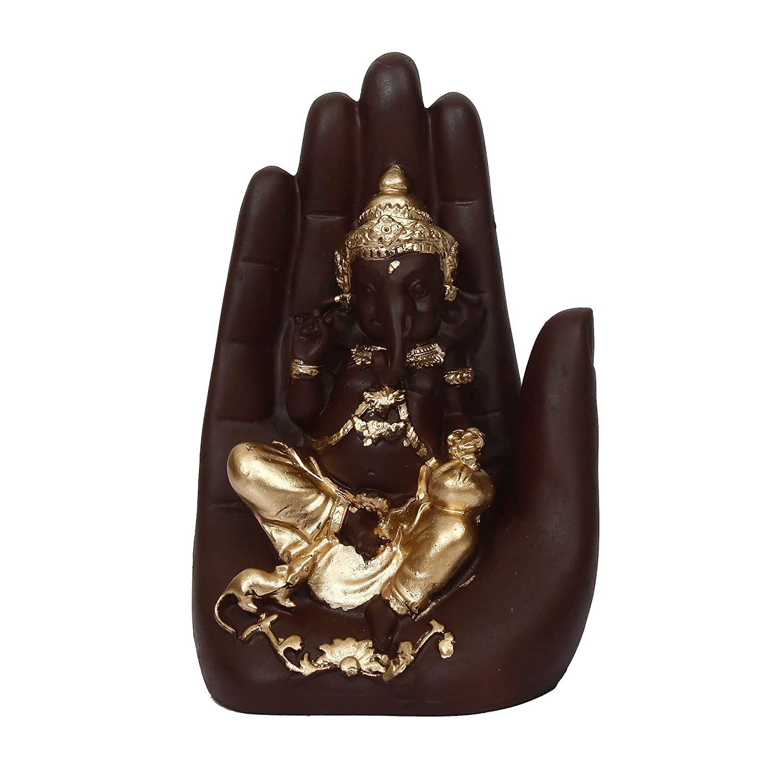 Craftomanic Polyresin Palm Ganesh Idol / Ganesha On Hand Statue / Ganpati Showpiece For Feng Shui Or Vastu Figurine Home Decor (