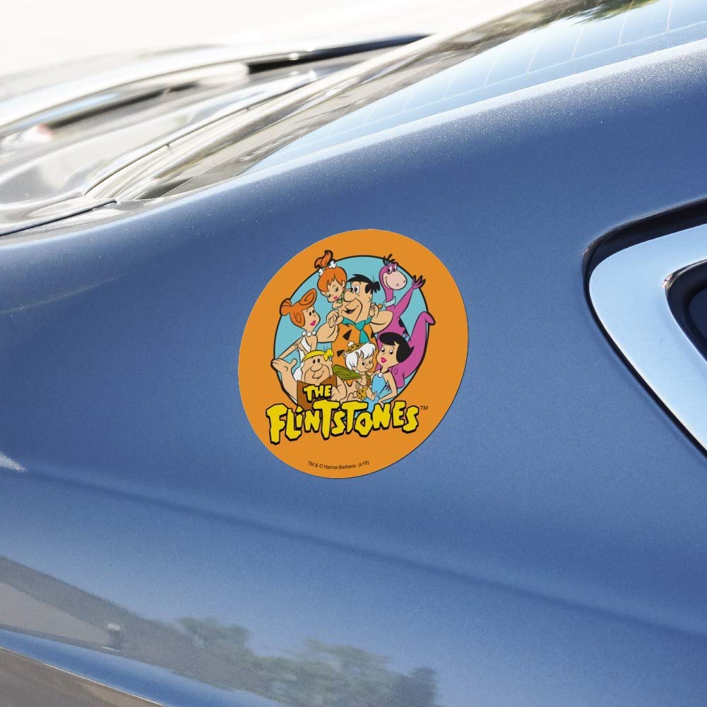 The Flintstones Group Automotive Car Refrigerator Locker Vinyl Circle Magnet