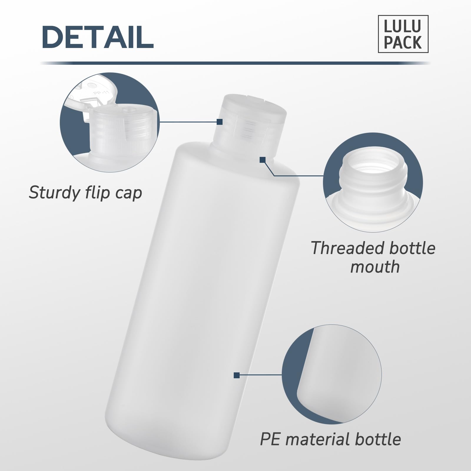 Lulupack Travel Bottles For Toiletries 1 Oz - Travel Size Shampoo And Plastic Containers Tsa Approved - Empty Squeeze Sanitizer