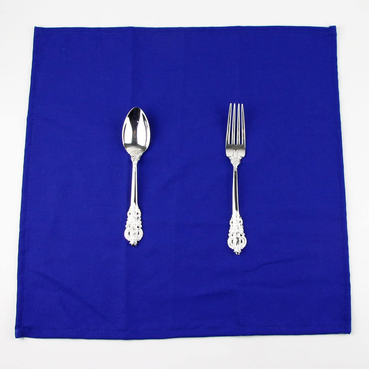INFEI Solid Color Cotton Linen Blended Thin Dinner Cloth Napkins - Set of 12 (40 x 40 cm) - for Events & Home Use (Royal Blue)