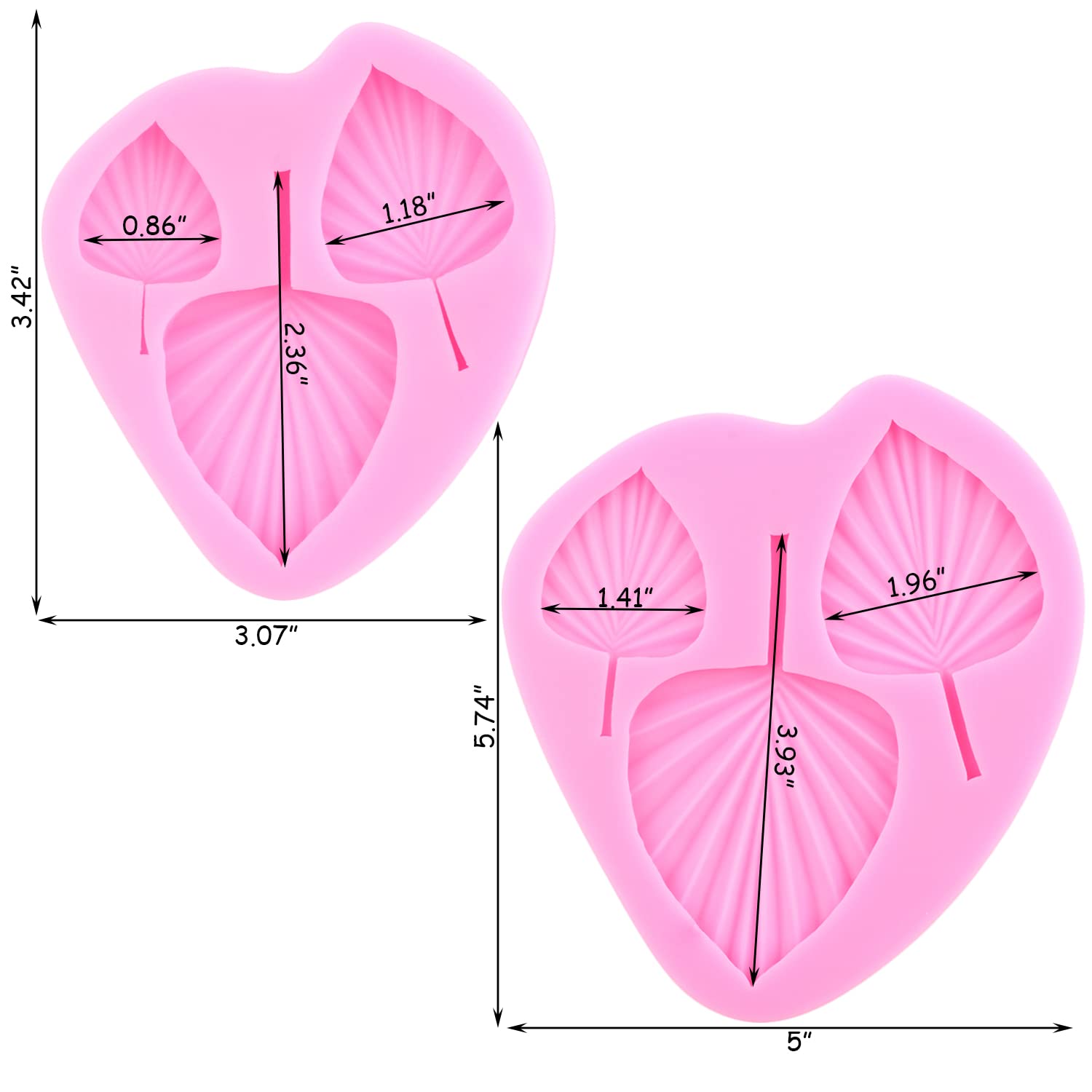 Zixiang Leaf Silicone Molds Fan Leaf Fondant Mold Palm Leaf Fondant Flower Leaf Silicone Molds For Cake Decorating Polymer Clay