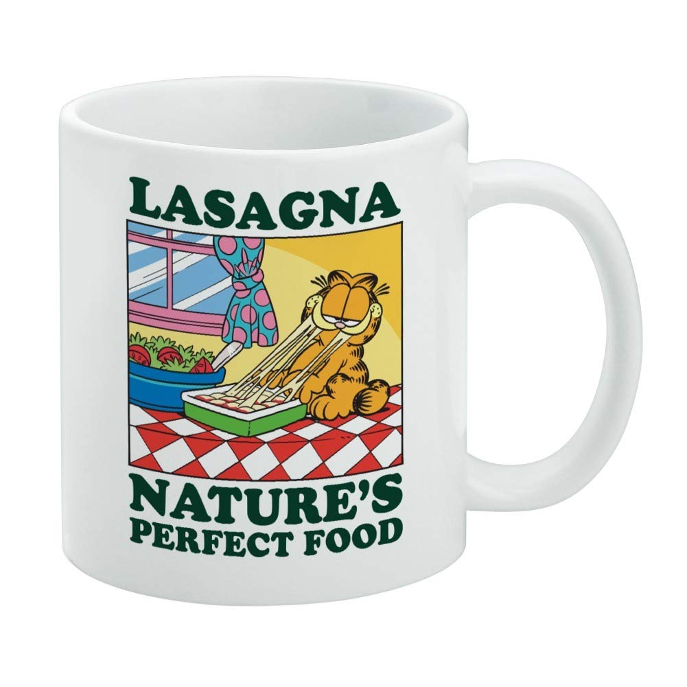 Garfield Lasagna The Perfect Food Ceramic Coffee Mug, Novelty Gift Mugs For Coffee, Tea And Hot Drinks, 11Oz, White