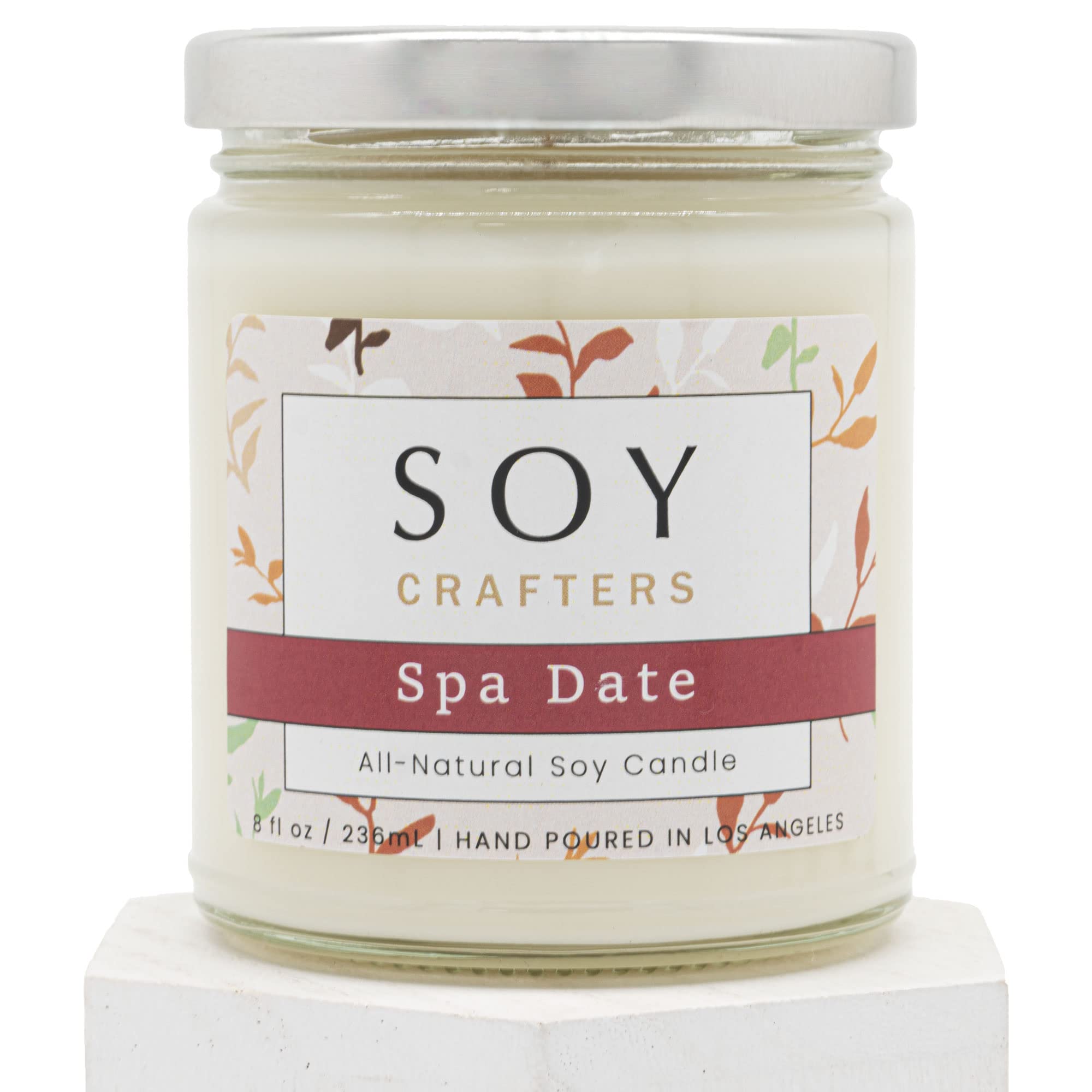 SOY CRAFTERS Spa Date, Scented Soy Candle with Lemongrass and Patchouli Essential Oils, 100% Natural Soy Candle for Home Aromath