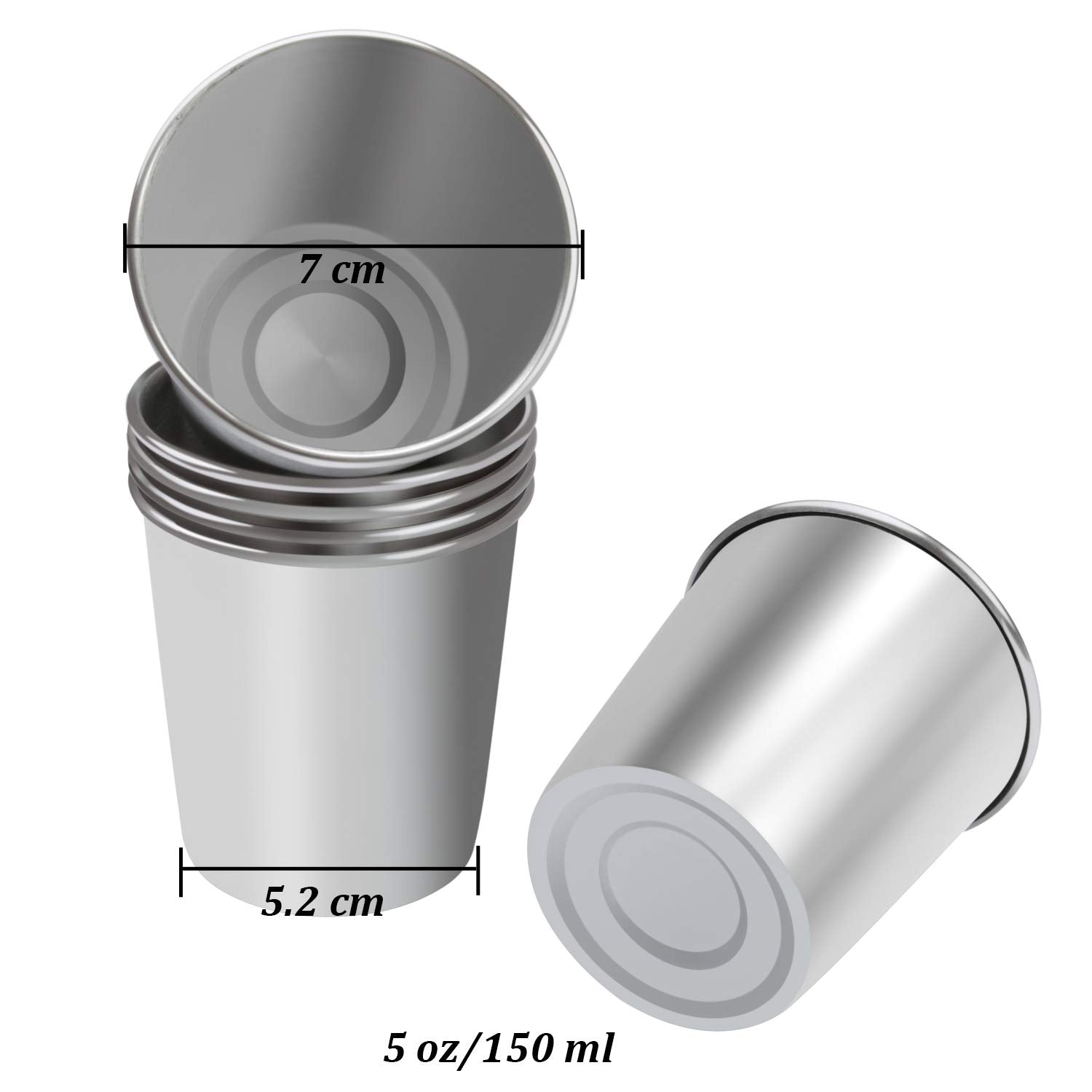 Ruisita 6 Pack 20 Oz Stainless Steel Cups Metal Shatterproof Stackable Pint Drinking Cups For Adults Or Kids (20 Oz/600 Ml)