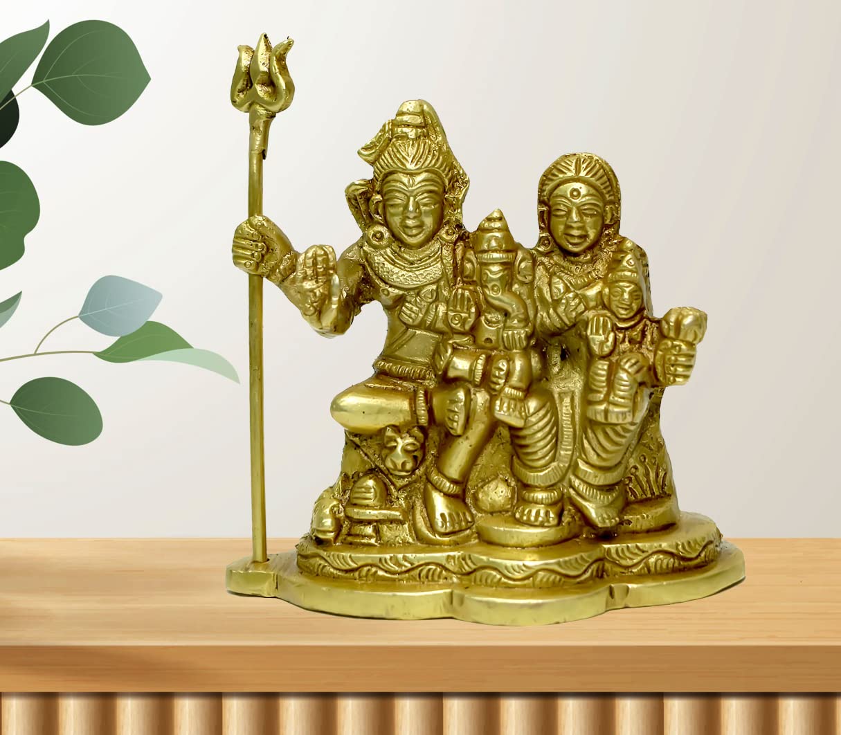 Racpree Brass Metal Handcrafted Shiv Parivar Ganesha Parvati Kartik Idol | Murti Idol Statue Sculpture For Home Dcor Mandir Temp