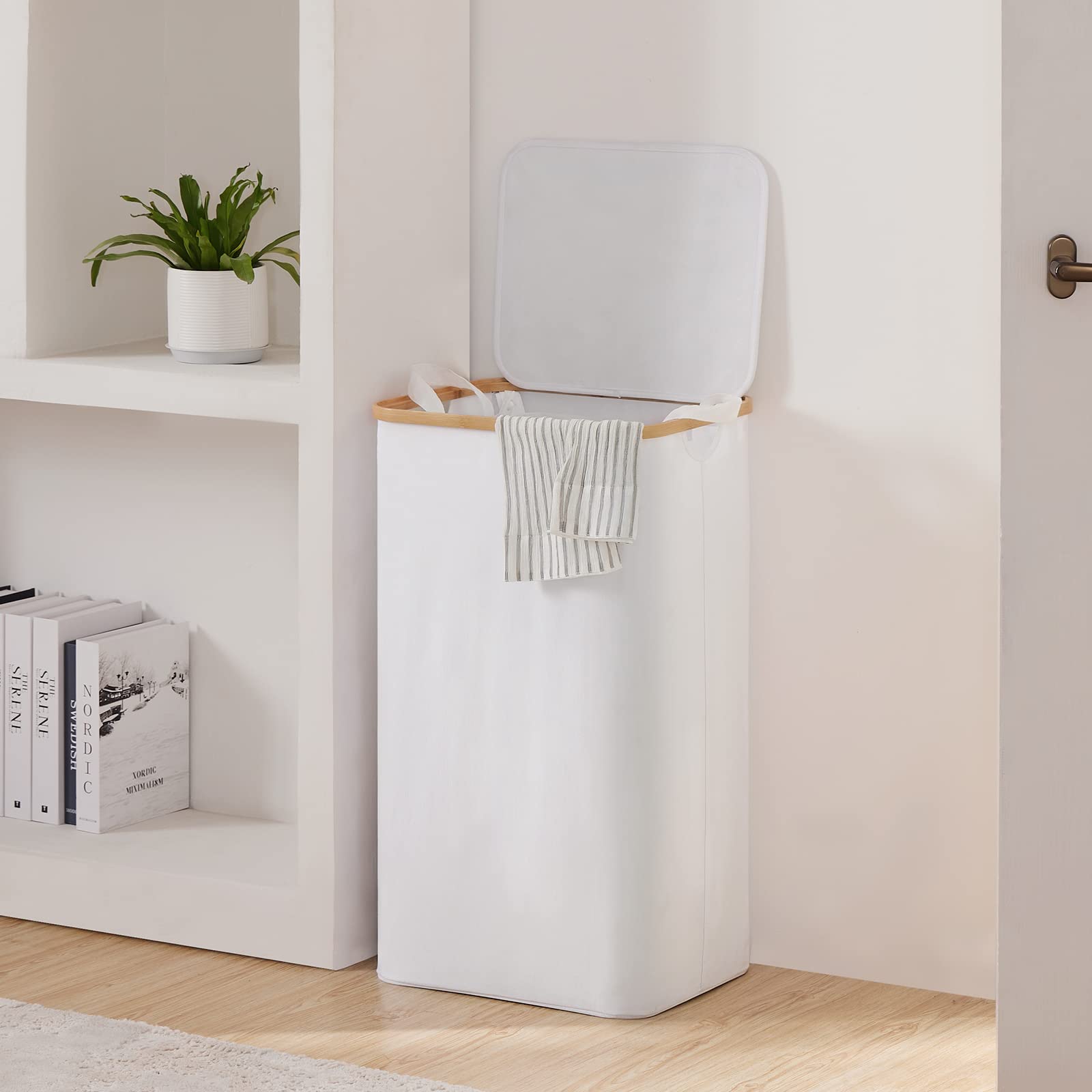 100L Large Laundry Hamper With Lid And Liner Bag, 27.6'' Tall Laundry Basket With Handle, Waterproof And Collapsible Cloth Hampe