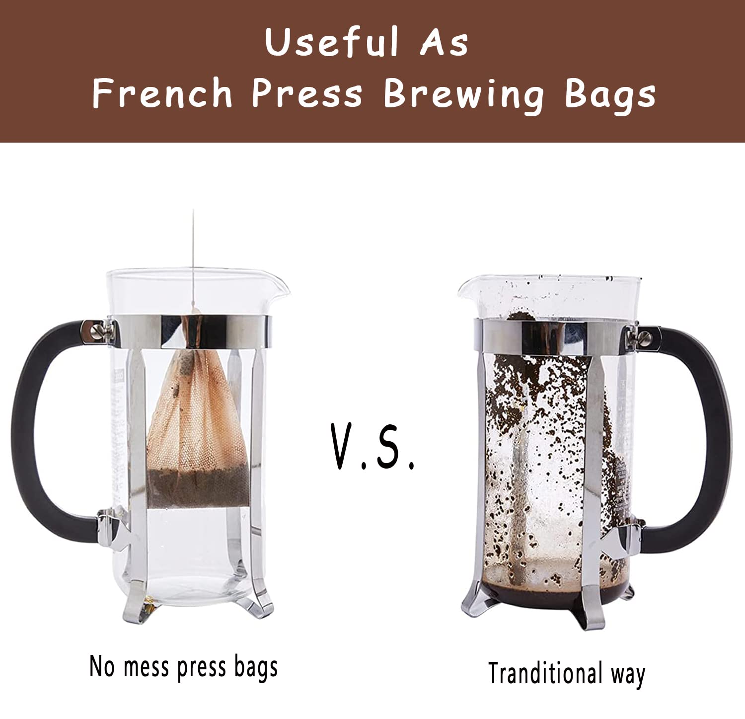 No Mess Cold Brew Coffee Filters - 120 Count Disposable Fine Mesh Brewing Bags For Concentrate/Iced Coffee Maker, French/Cold Pr