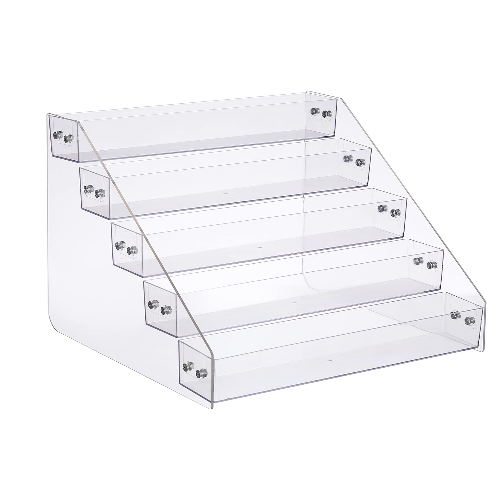 Kihor Tiered Spice Rack Acrylic, Spice Rack Shelf Seasoning Organizer for Countertop, Cabinet, Pantry, Kitchen Storage - 5 Tier