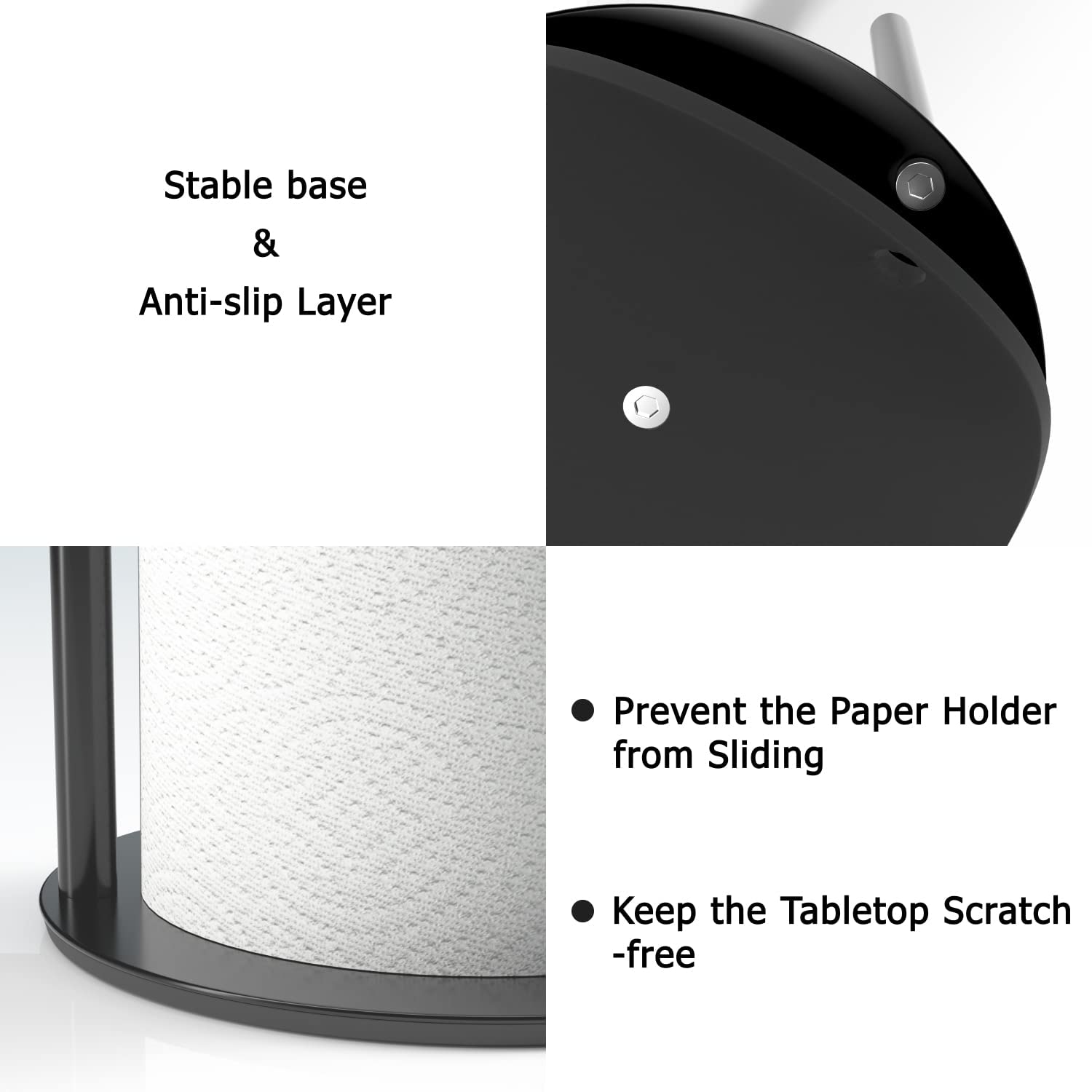 Paper Towel Holder Black Kitchen Roll Holder, Premium Stainless Steel Paper Towel Holder For Kitchen Roll Organize, Countertop R