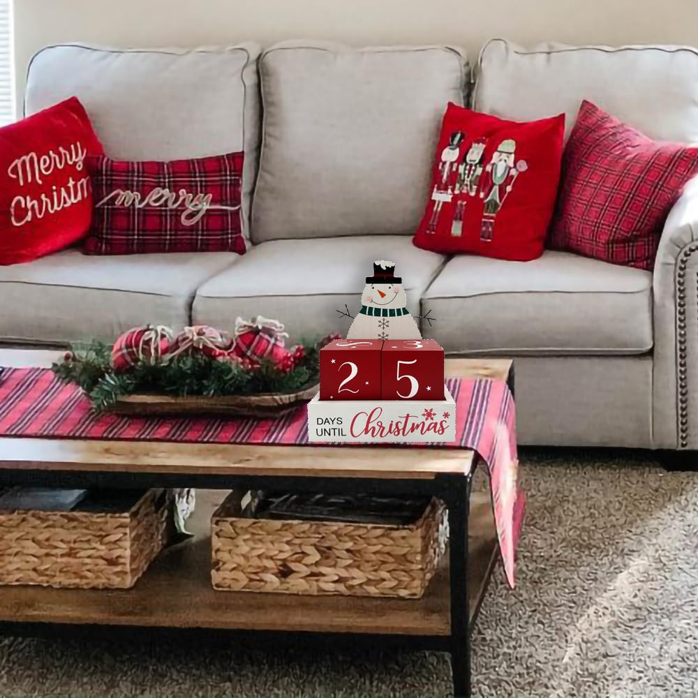 Eternhome Christmas Countdown Farmhouse Snowman 99 Days Advent Calendar Days Until Christmas Count Down Vintage Rustic Block Win