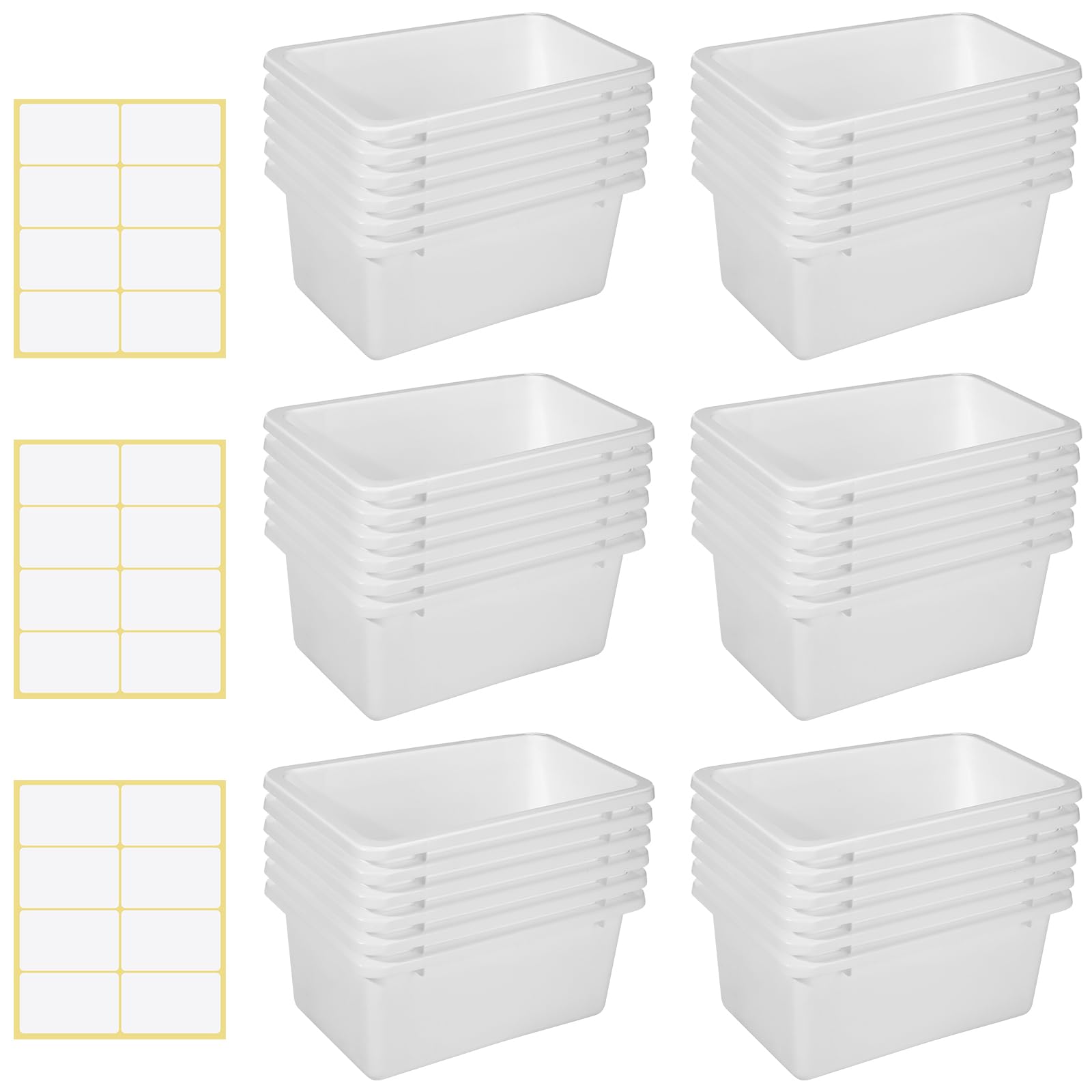 Outus 36 Pack White Plastic Storage Bins Bulk Cubby Storage Bins Classroom Book Bins Storage Organizer Containers for Classroom 