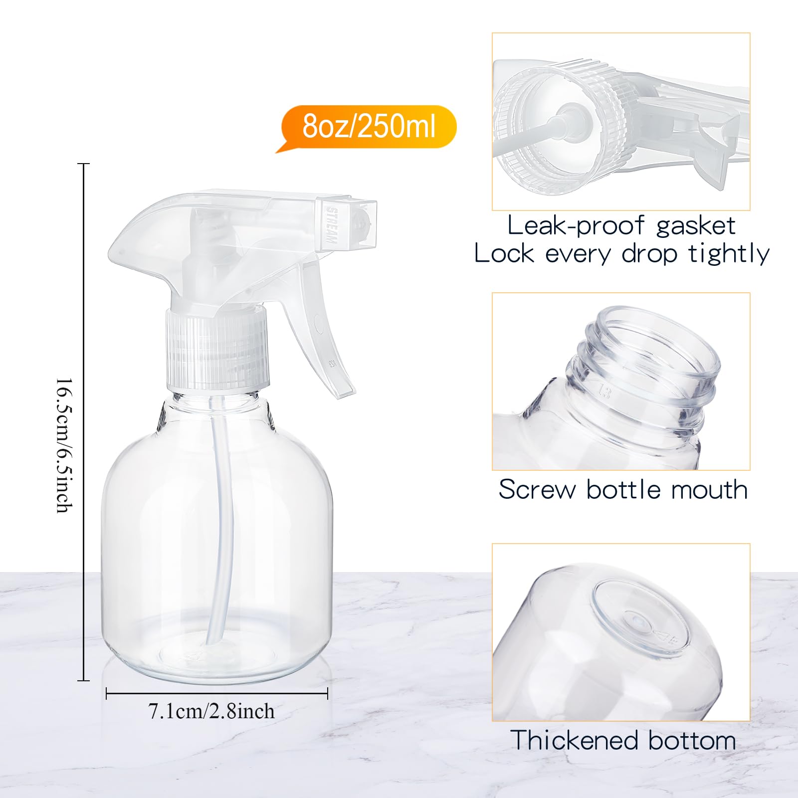 Jinei 24 Pcs 8 Oz Empty Plastic Spray Bottle With Trigger Sprayers Pet Adjustable Head Sprayer From Fine To Stream Refillable Sp