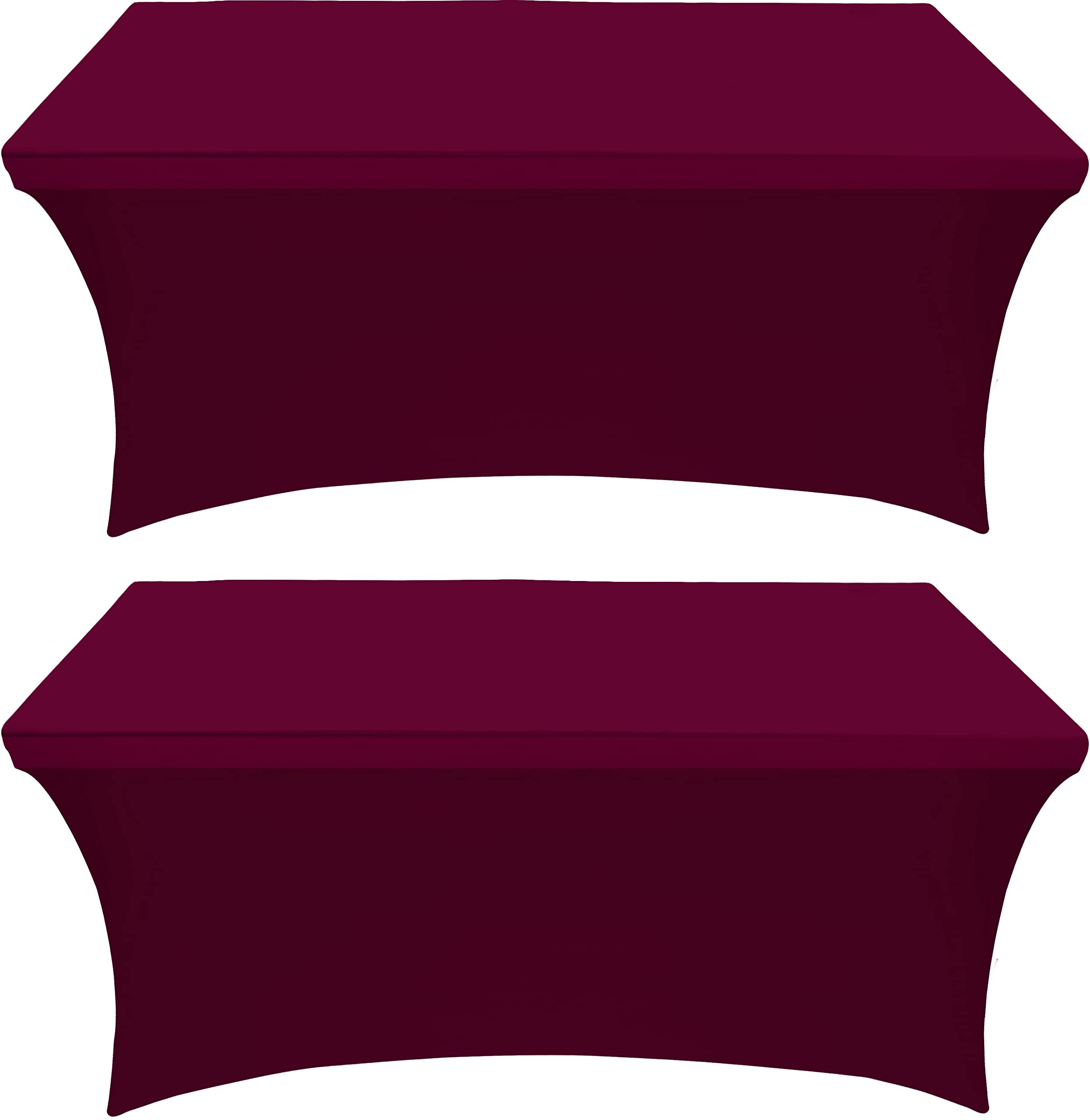Utopia Kitchen Spandex Tablecloth 2 Pack [6Ft, Burgundy] Tight, Fitted, Washable And Wrinkle Resistant Stretch Rectangular Patio