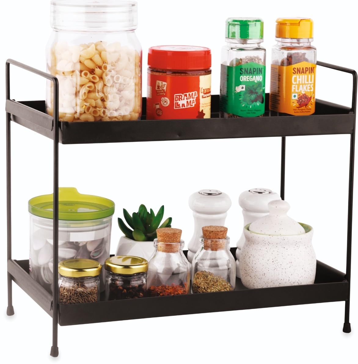 Klyra 2 Tier Rack Bathroom/Kitchen Storage Organizer, Black, 300Mm X 280Mm X 180Mm, Minimalist Style, Heavy Duty, Rust Proof