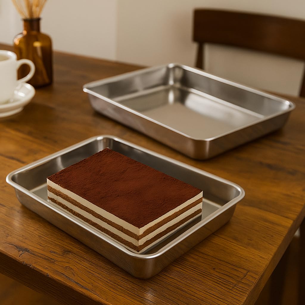 Baking Cookie Sheets Pans Jelly-Roll Pans Roasting Pan Stainless Steel Baking Pans Tray Cookie Sheet Nonstick Toaster Oven Baking Sheet Pans  Easy Clean & Dishwasher Safe (16.2'' x 12.6'')