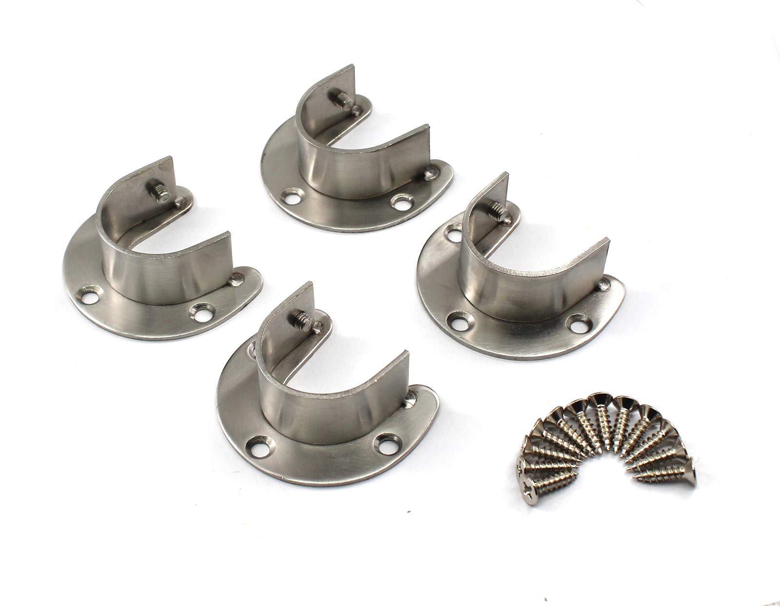Annakideya Pack Of 4 Pcs Of 304 Stainless Steel Heavy Duty Wardrobe Rod Bracket Closet Shelf Support Flange Rod Holder Rod End S