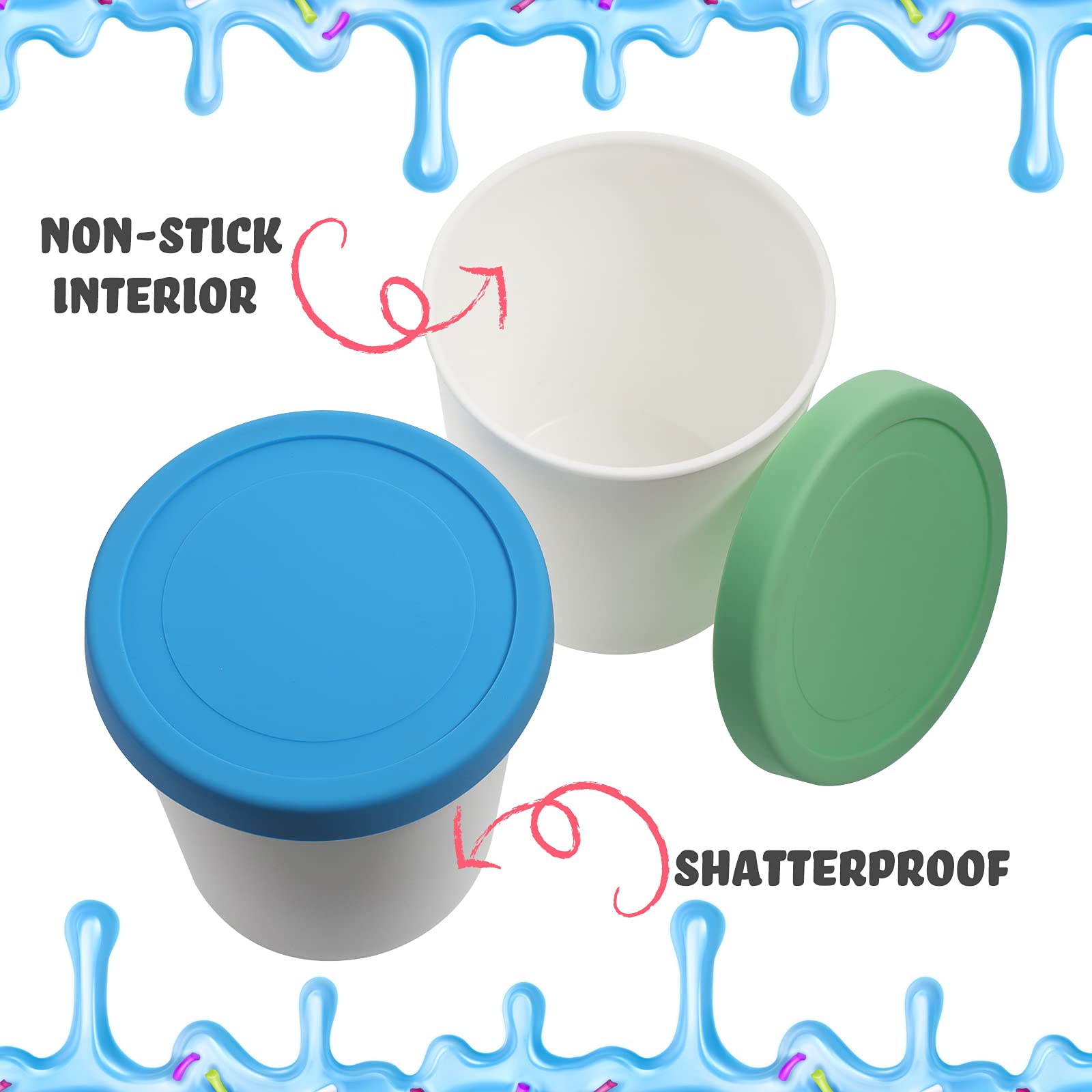 Nuenen 5 Pack Ice Cream Containers 1Qt Freezer Storage Tubs With Silicone Lids And Spoon For Homemade Ice Cream Reusable, Sorbet