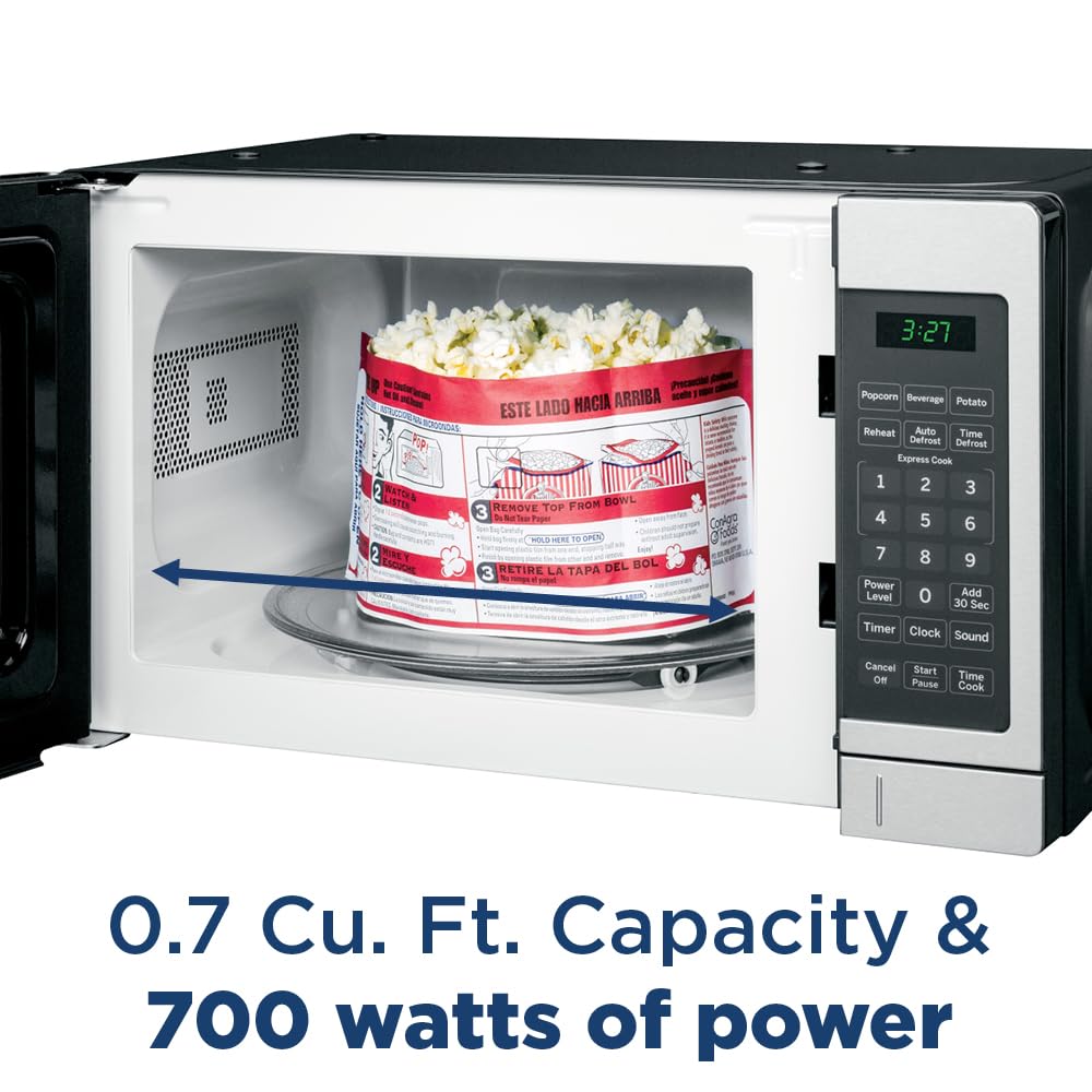 Ge Countertop Microwave Oven | 0.7 Cubic Feet Capacity, 700 Watts | Kitchen Essentials For The Countertop Or Dorm Room | Black