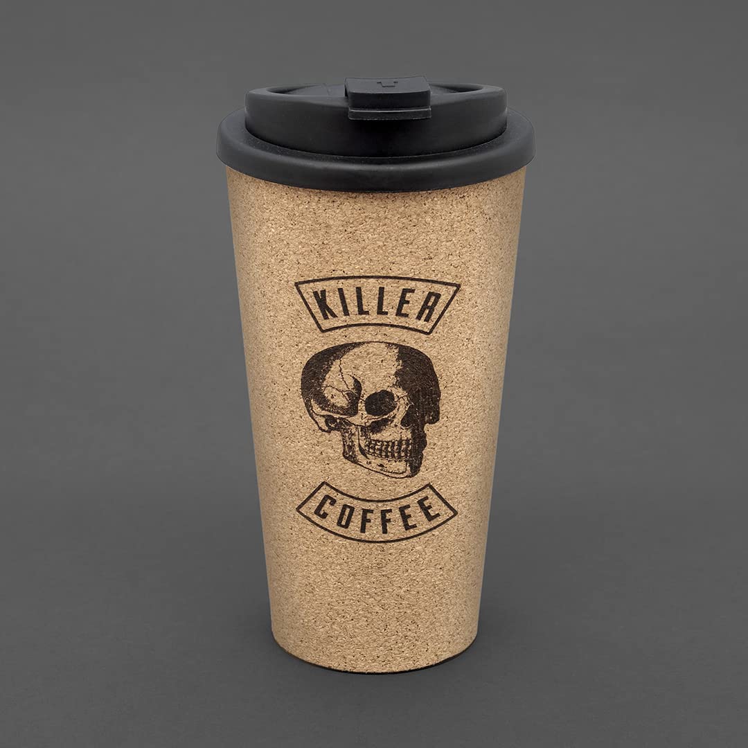 Iron And Glory Reusable Cork Leak Proof Lid And Double Walled Insulation-To Go Coffee And Tea Cup For Travel And Work, 425Ml, St