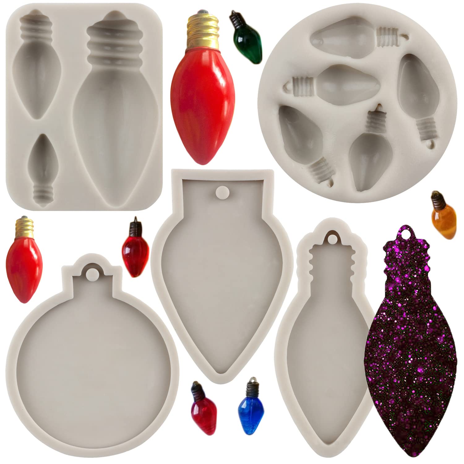 Mypracs 3D Light Bulb Fondant Silicone Molds For Sugar Cake Decorating Cupcake Topper Candy Chocolate Gum Paste Polymer Clay Set