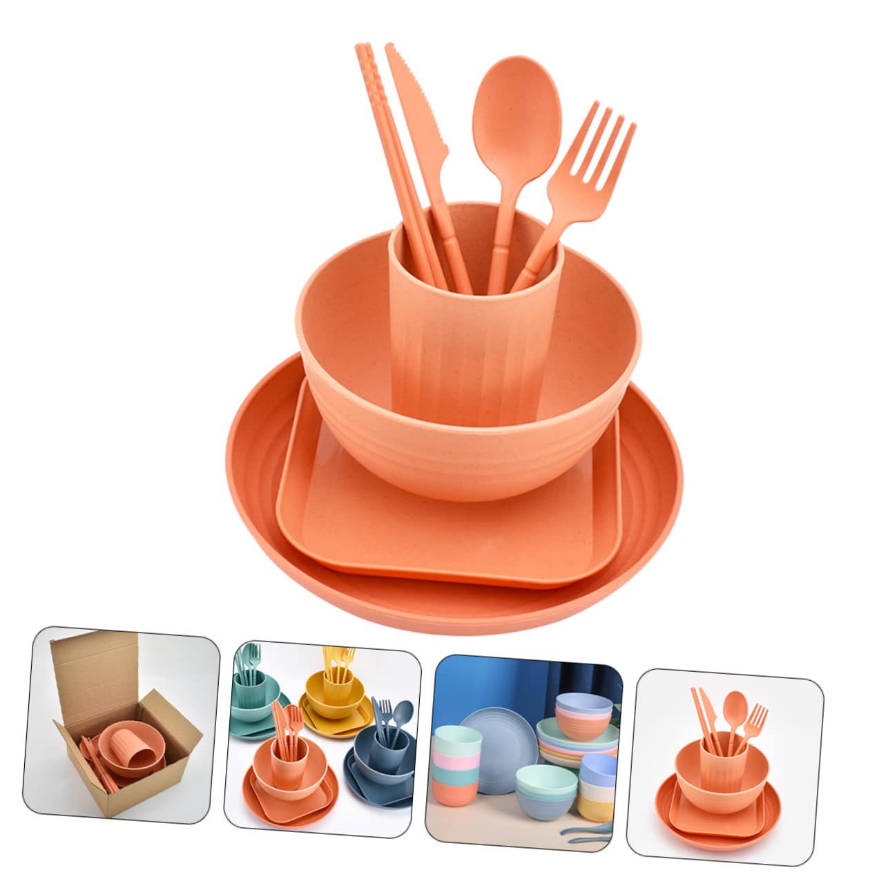 Anneome 1 Set Travel Cutlery Travel Kit For Cup & Saucer Sets Microwave Dishwasher Safe Bowl Shatterproof Dishes Portable Tablew