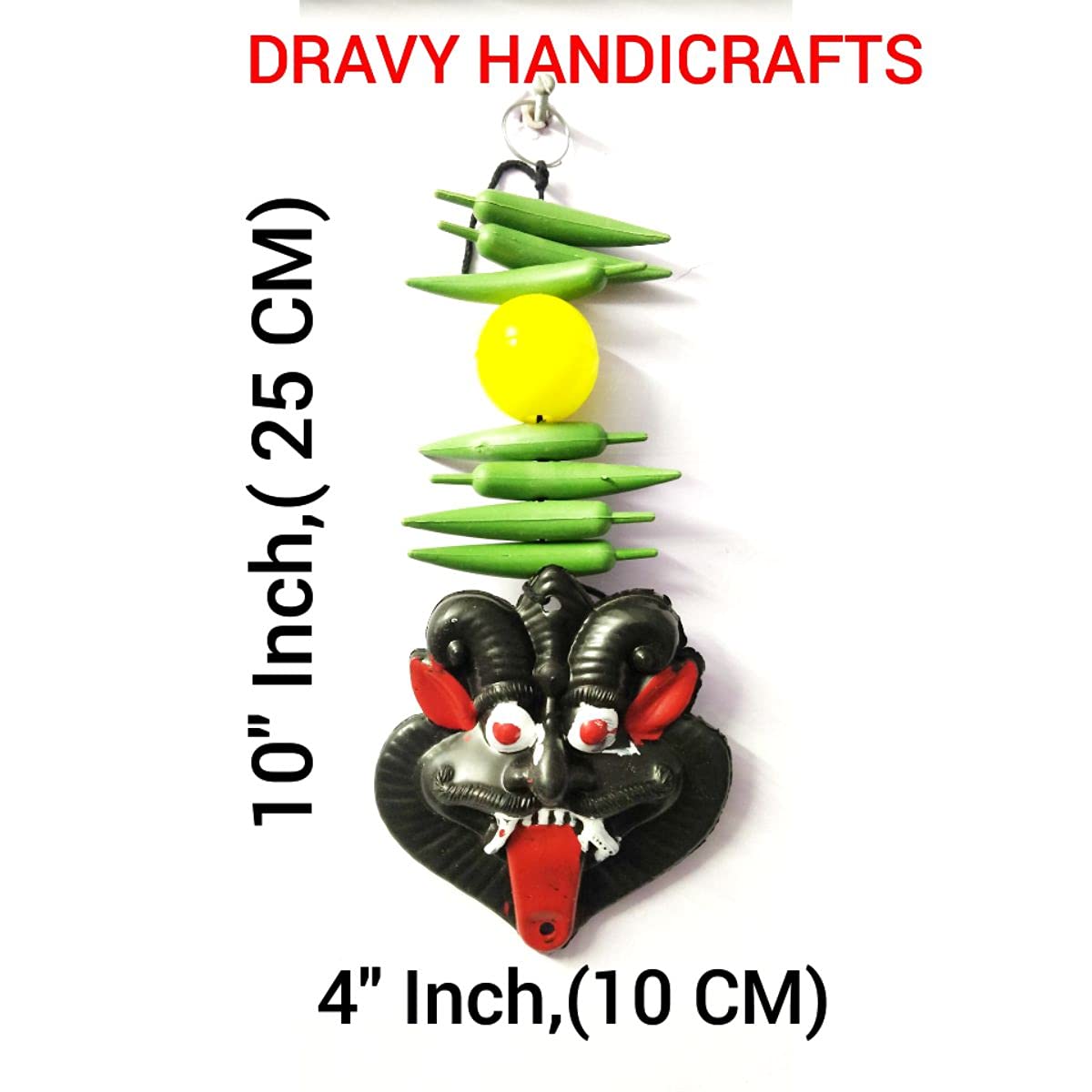 Dravy Handicrafts Nimbu Mrichi Nazar Battu Evil Eye Protector Nazar Suraksha Kavach For Home, Office & Shop, Car (Size- 10X4 Inc