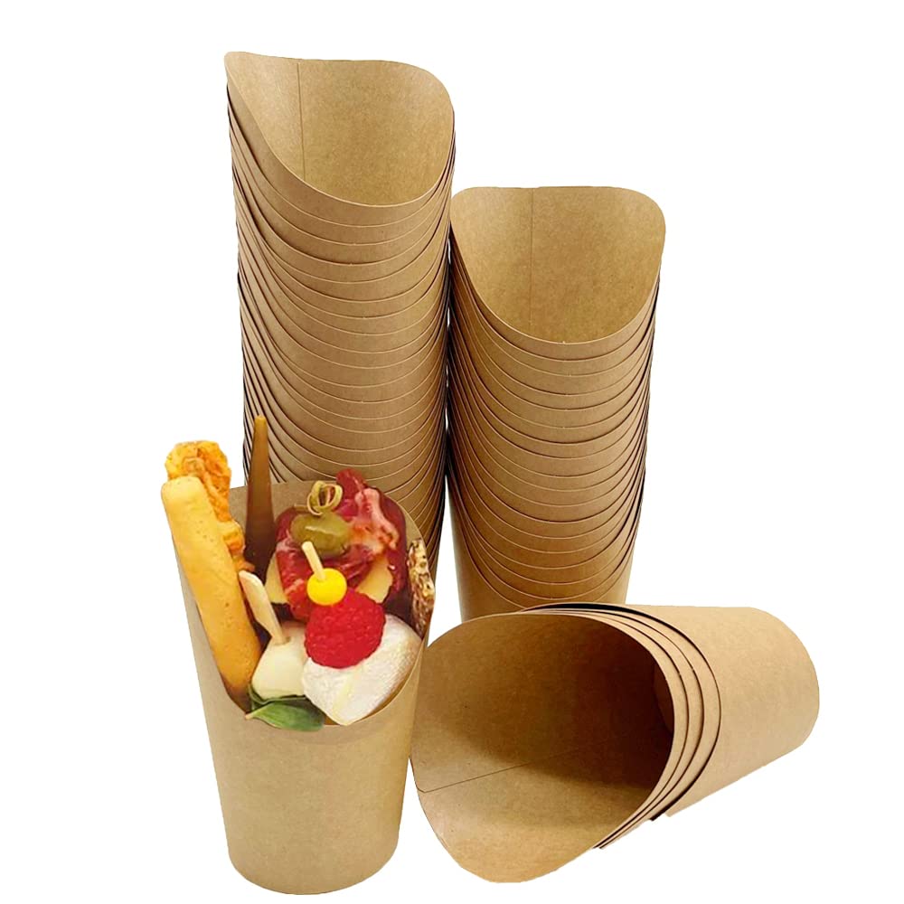 Kingzhuo 50 Pcs French Fries Holder 14Oz Charcuterie Cups Disposable Take-Out Party Baking Waffle Paper Popcorn Boxes Kraft Pape