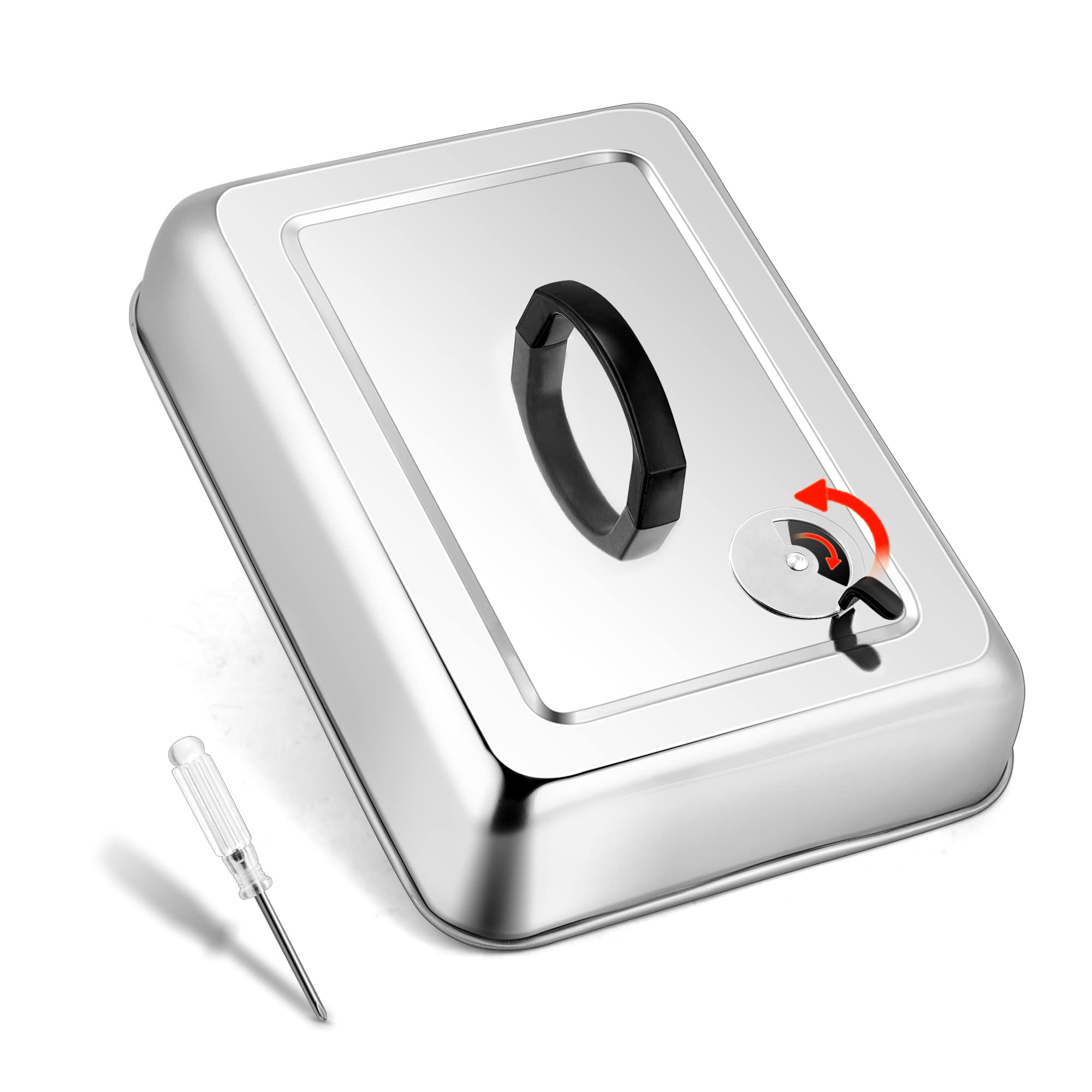 Leonyo 13 X 9 Inch Rectangular Basting Cover, With Adjustable Vent, Stainless Steel Metal Cheese Melting Dome Lid Heavy Duty For