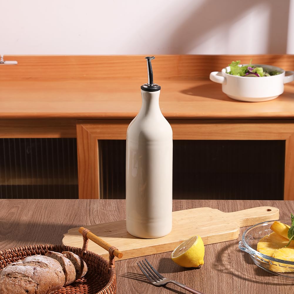 Sweejar Large Ceramic Olive Oil Dispenser Bottle, Opaque Oil Cruet Protects Oil To Reduce Oxidation, Storage Oil, Vinegar, Soy S