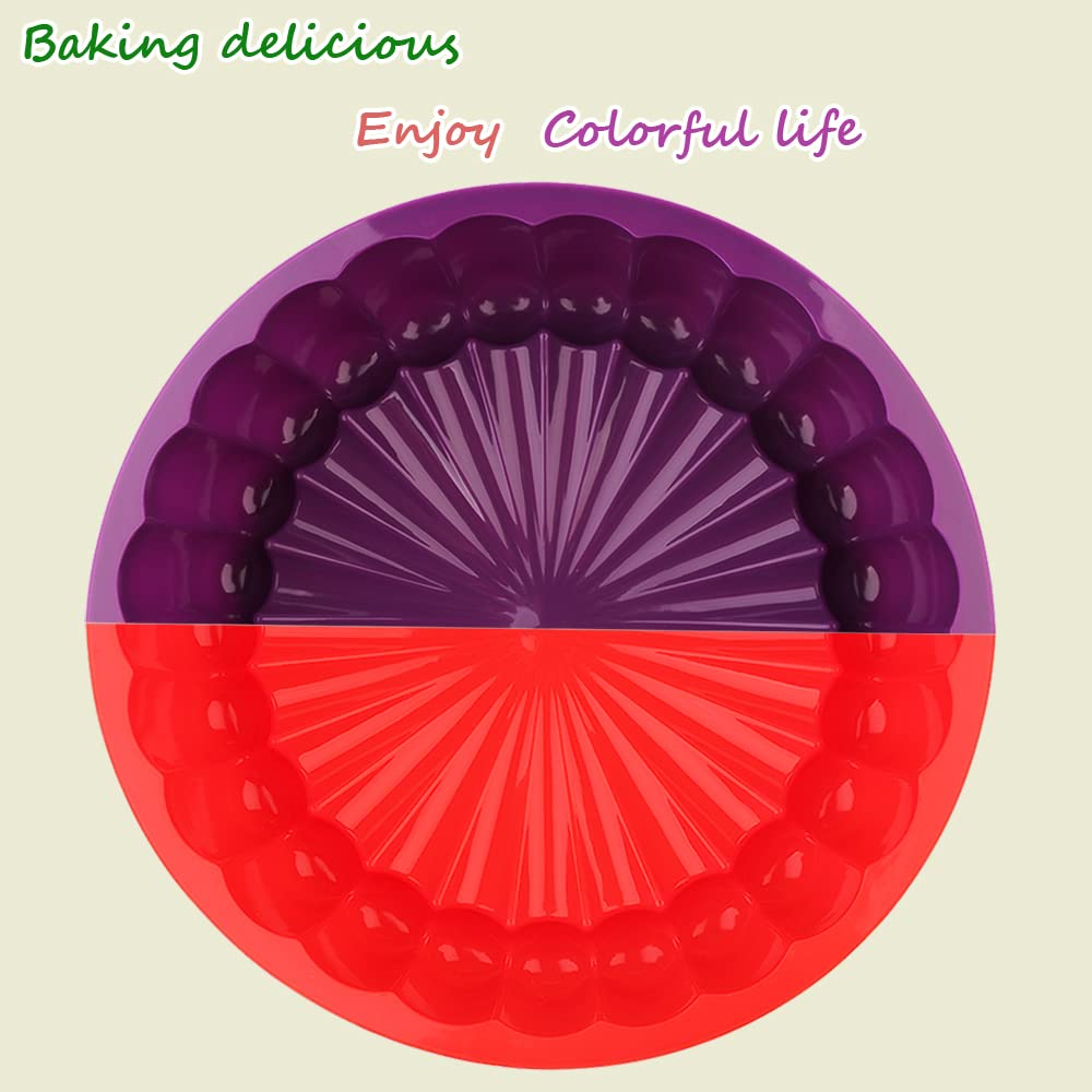 Ailehopy 8 Inch Silicone Charlotte Cake Pan -Set Of 2- Round Baking Molds For Cheese Cake,Chocolate Cake, Rainbow Cakes, Strawbe