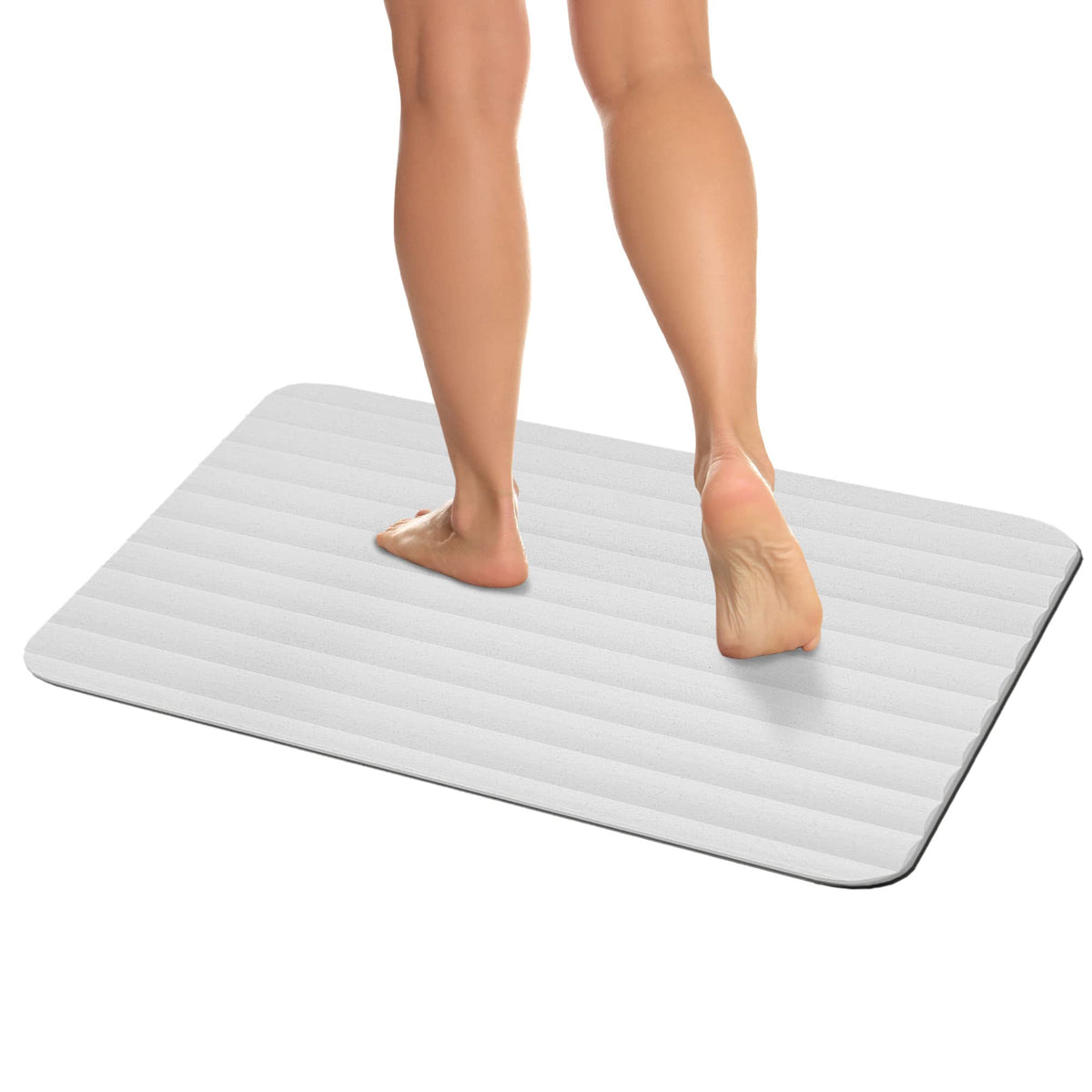 Microdry Drystone Absorbent Made With Real Stone For Super Fast Drying, Lightweight And Shock Resistant 18 X 23 Bath Mat, White