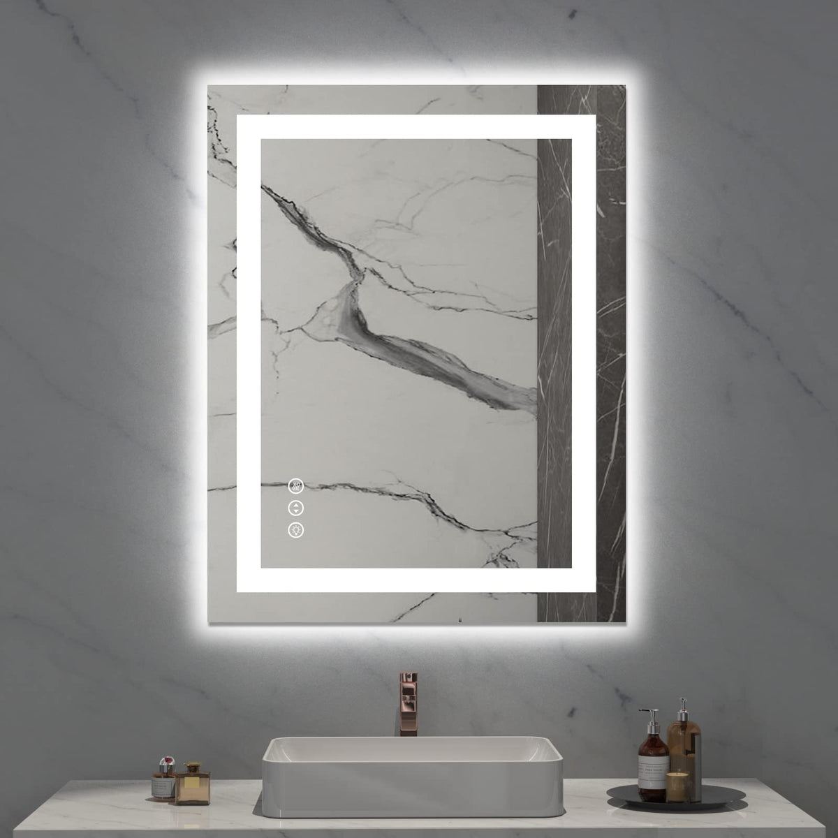 Loaao 28X36 Led Bathroom Mirror With Lights, Anti-Fog, Dimmable, Backlit + Front Lit, Lighted Bathroom Vanity Mirror For Wall, M