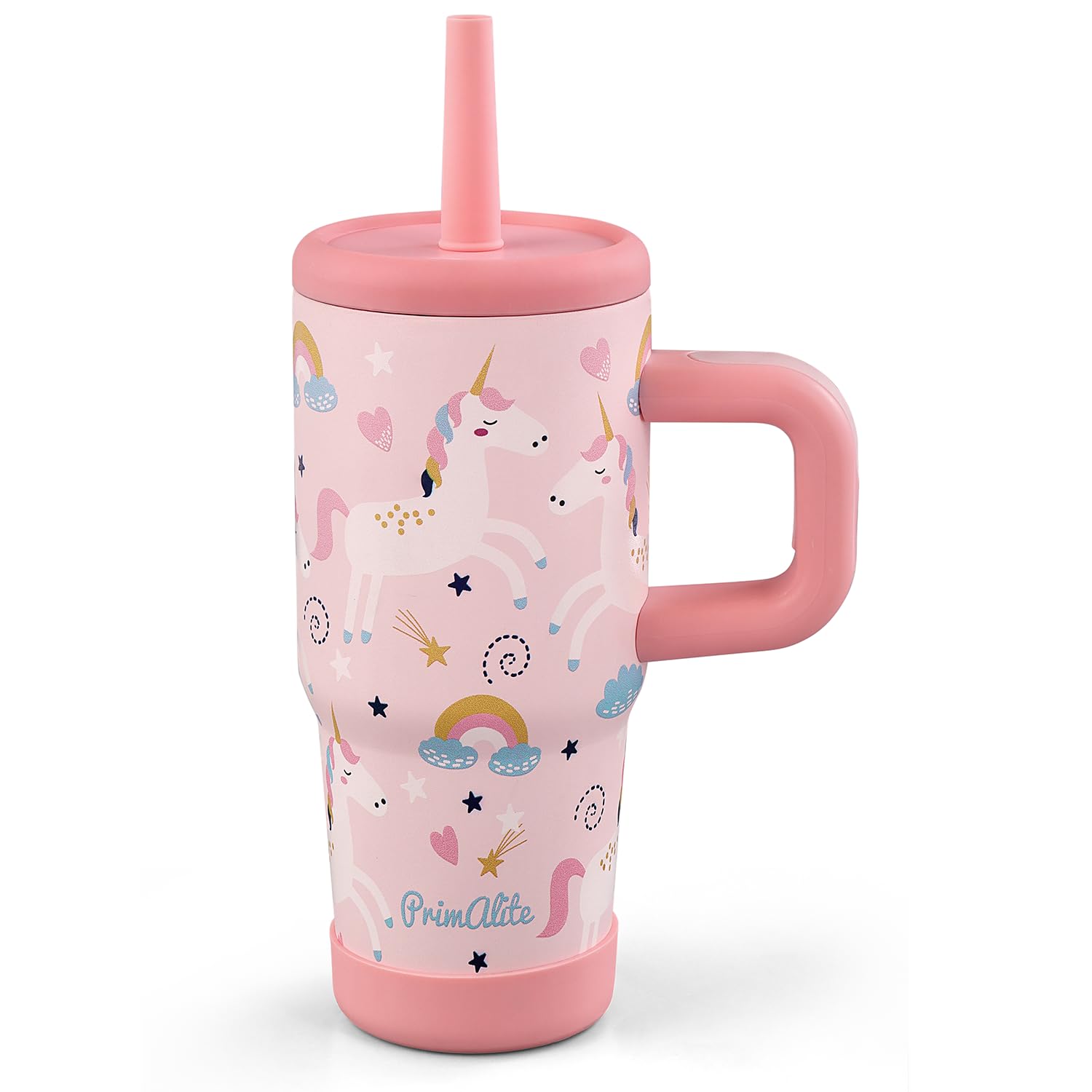 Primalite 450Ml Kids Stainless Steel Insulated Tumbler With Handle & Silicone Straw Lid | Double-Wall Vacuum, Silicone Base, Ven
