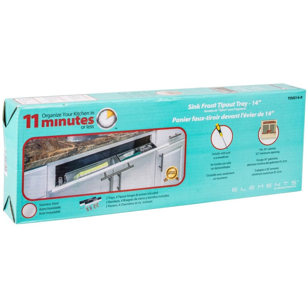 Hardware Resources Toss14-R Wide Sink Tipout Tray Pack, Stainless Steel