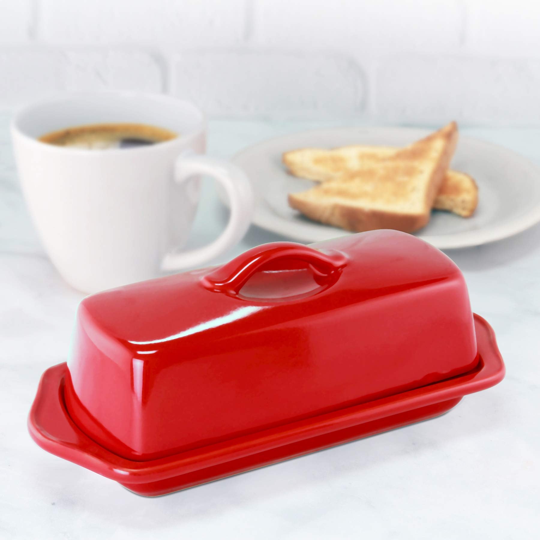 Chantal Large Butter Dish, True Red