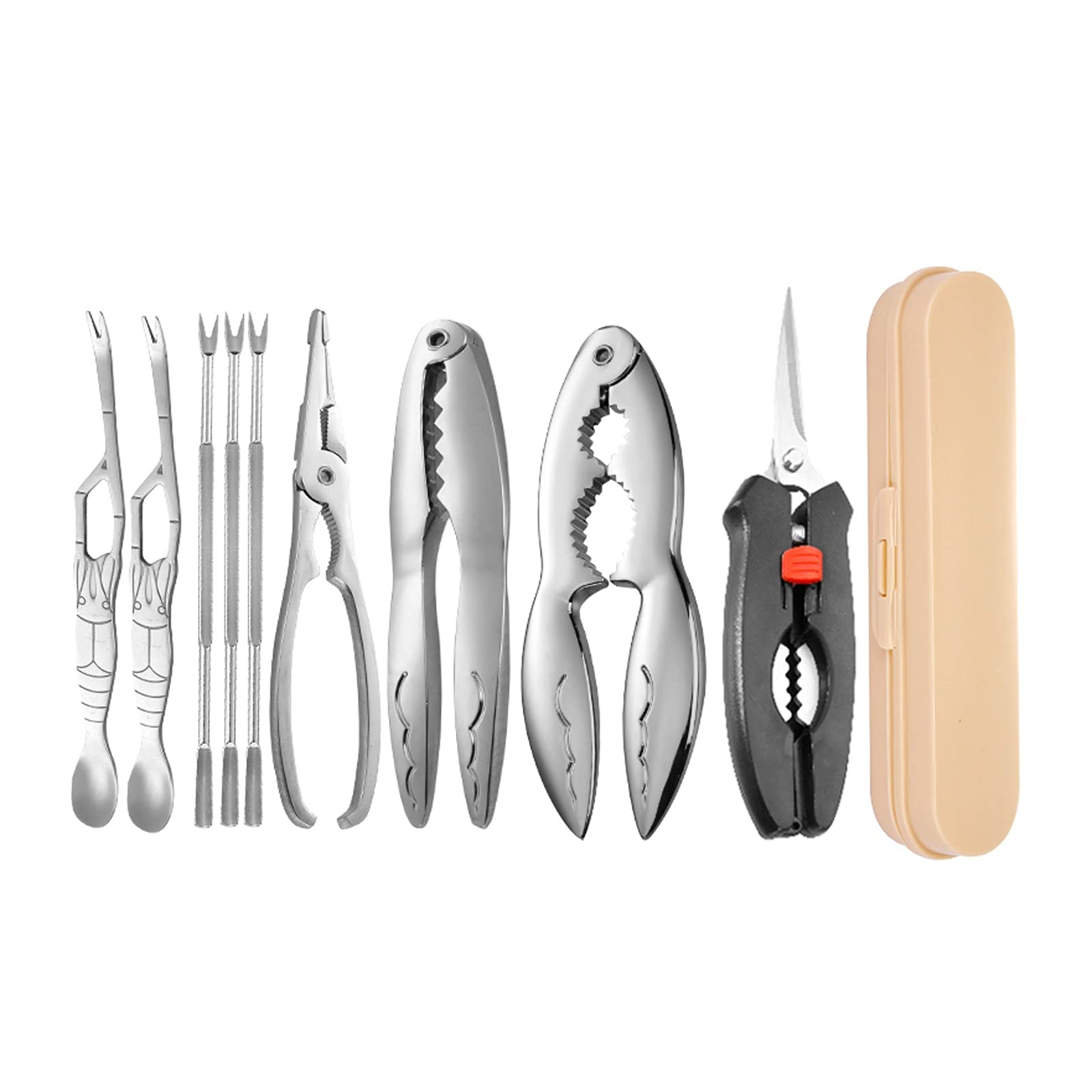 FEIYIYANG Seafood Tools 9-Piece Stainless Steel Seafood Tool Set Professional Tool for Eating All Kinds of Seafood Crab Lobster 
