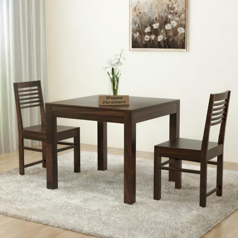 Wopno Furniture Solid Sheesham Wood 2 Seater Dining Table Set Without Cushioned Chairs For Dining Room | Living Room | Home & Of