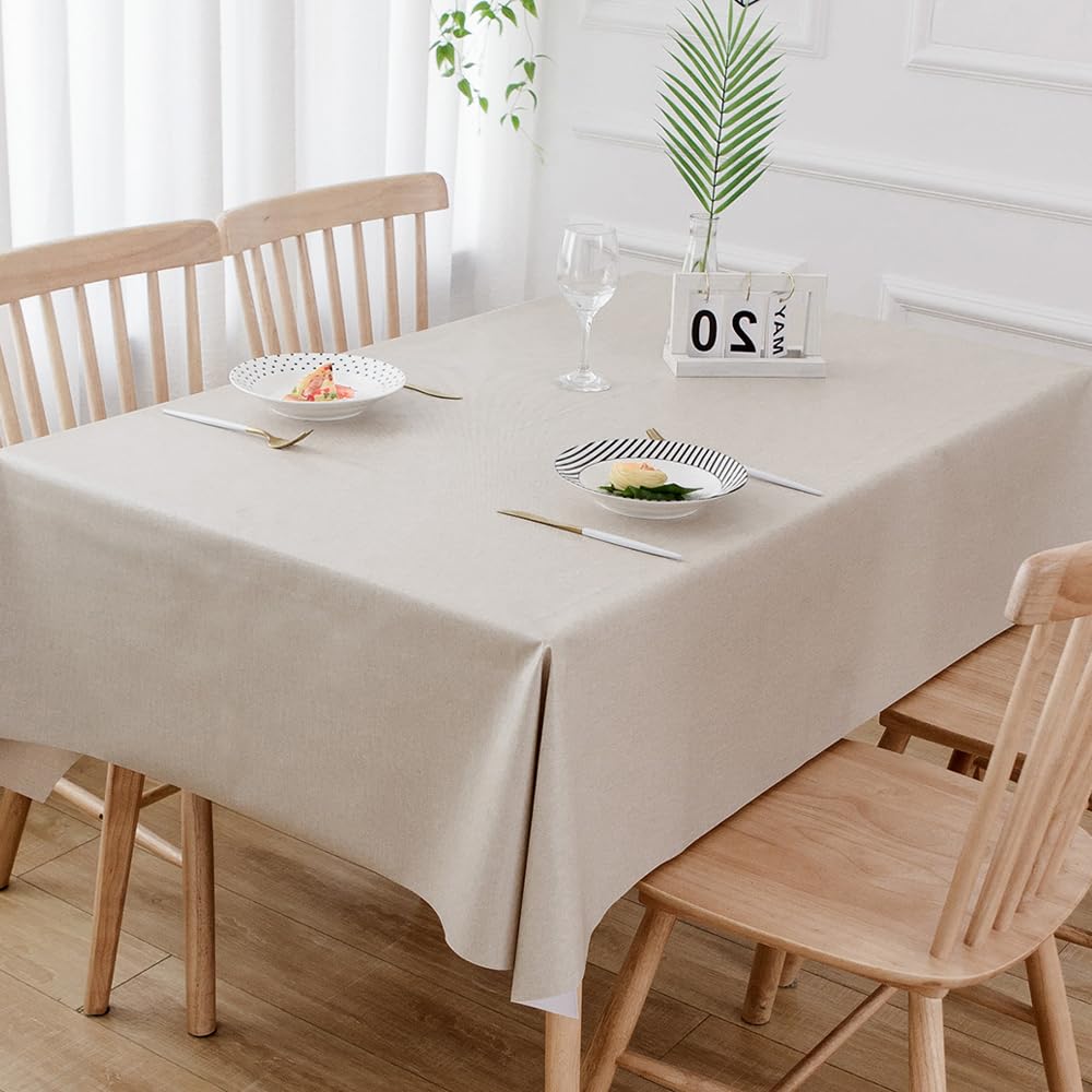 Trudelve Heavy Duty Vinyl Table Cloth Plastic Tablecloths For Kitchen Dining Table Wipeable Pvc Tablecloth For Square Table (54