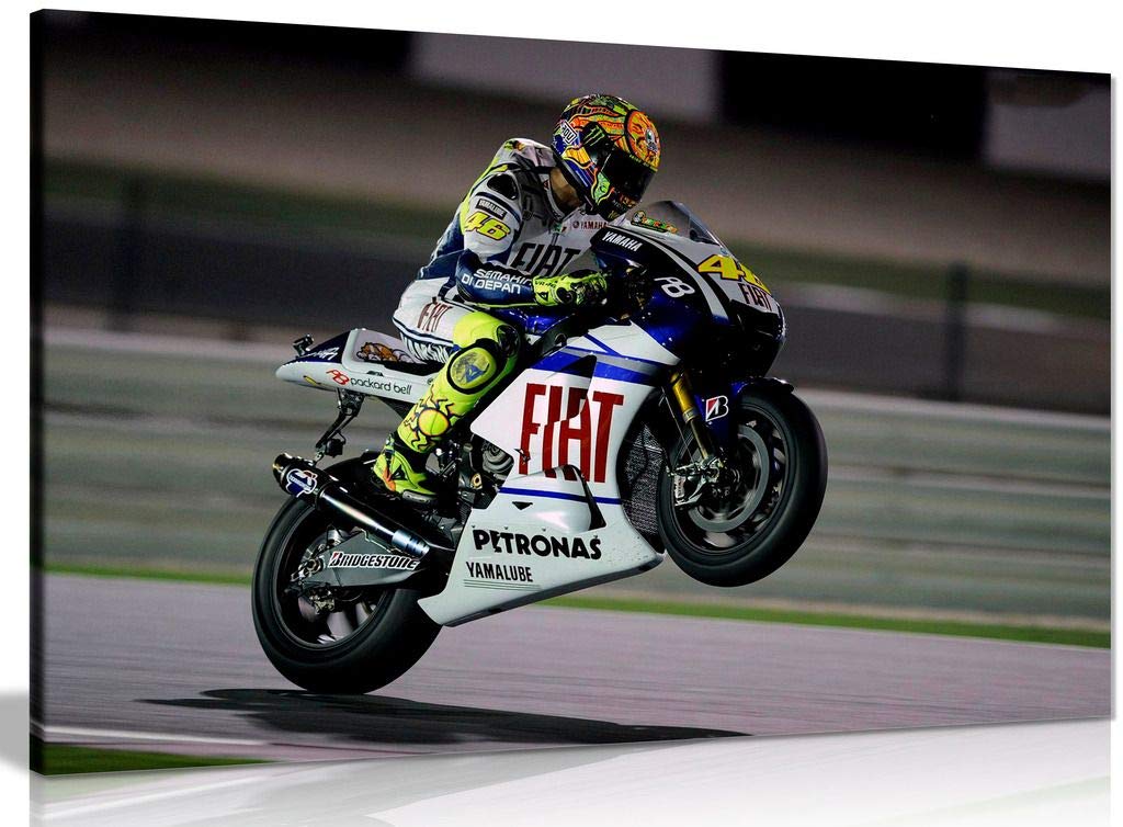 Valentino Rossi Moto Gp Canvas Wall Art Picture Print (18X12In)