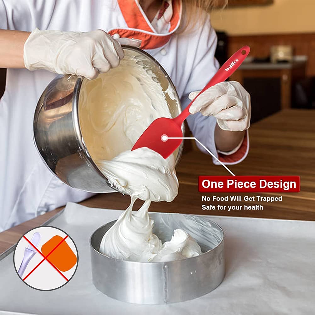 Walfos Silicone Spatula - 600F High Heat Resistant Kitchen Spoon Spatulas, Strong Steel Core & One-Pieces Seamless Design, Perfe