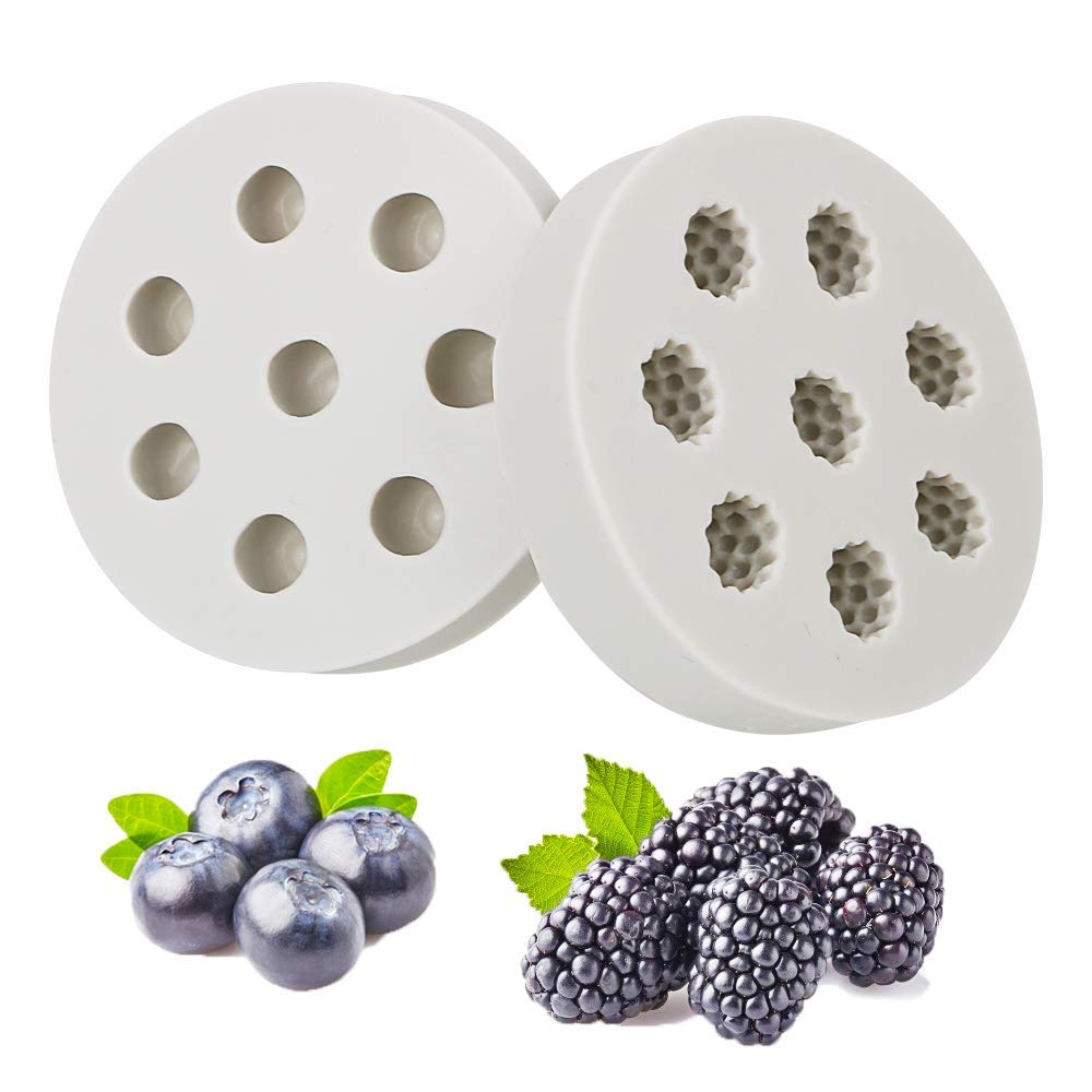 Fresh Raspberry Molde 2Pcs Blueberry & Raspberry Silicone Fondant Molds, Mulberry Gum Paste ...