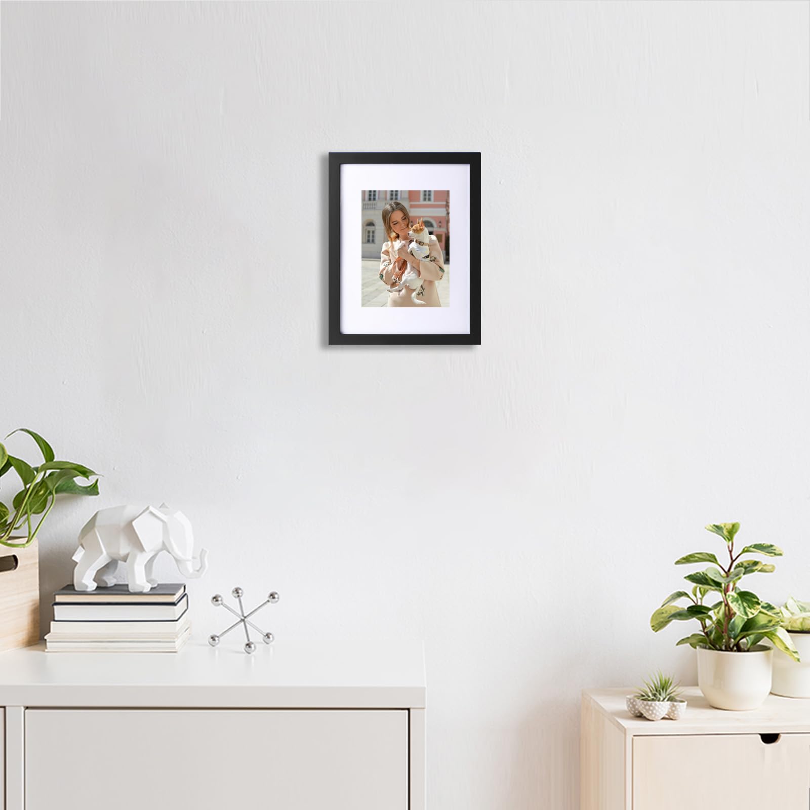 wyooxoo 8.5x11 Picture Frame Set of 4 Made of Solid Wood Photo Frames Display Pictures 6x8 with Mat or 8.5x11 Without Mat Colorf